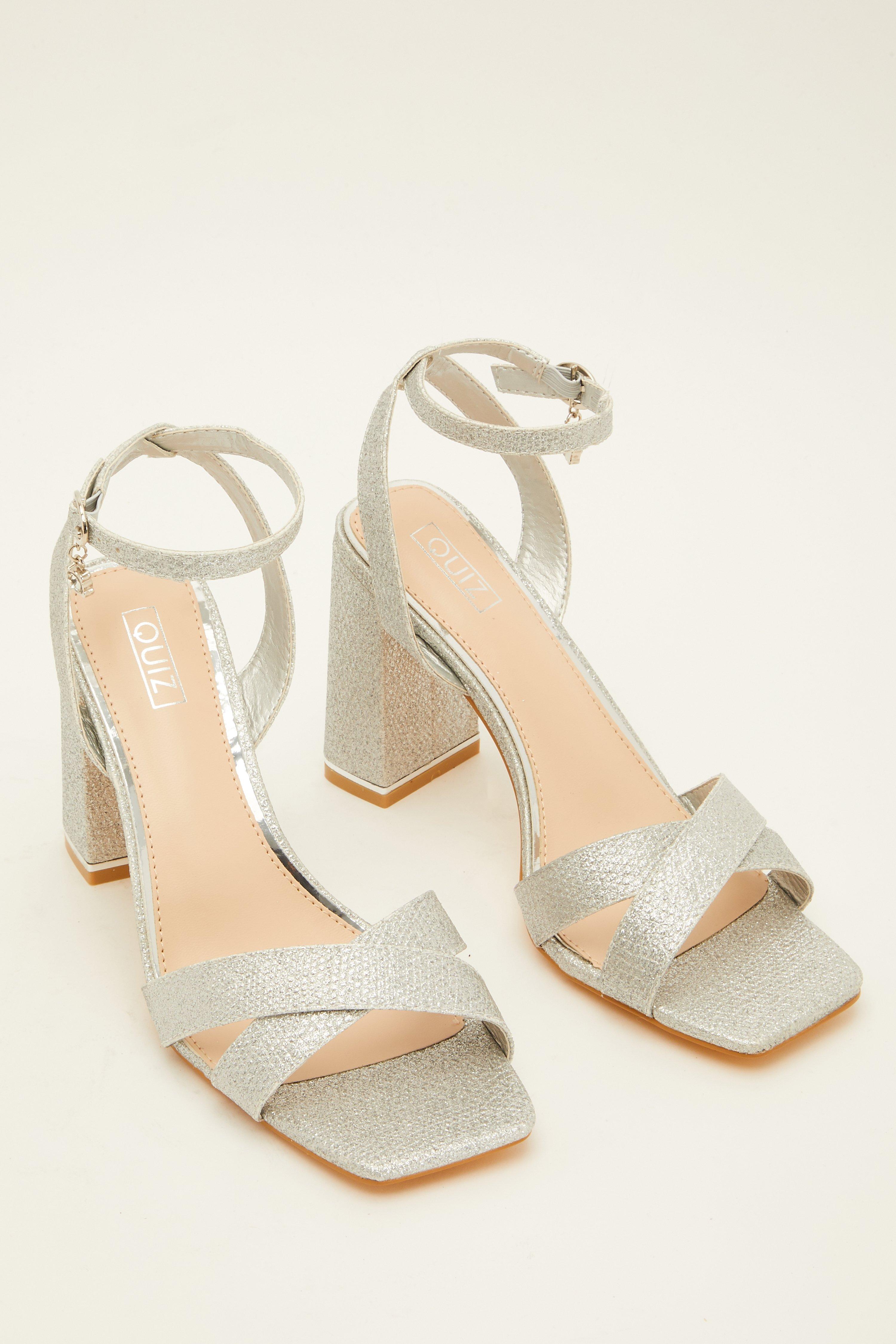 New look silver on sale glitter block heel sandals