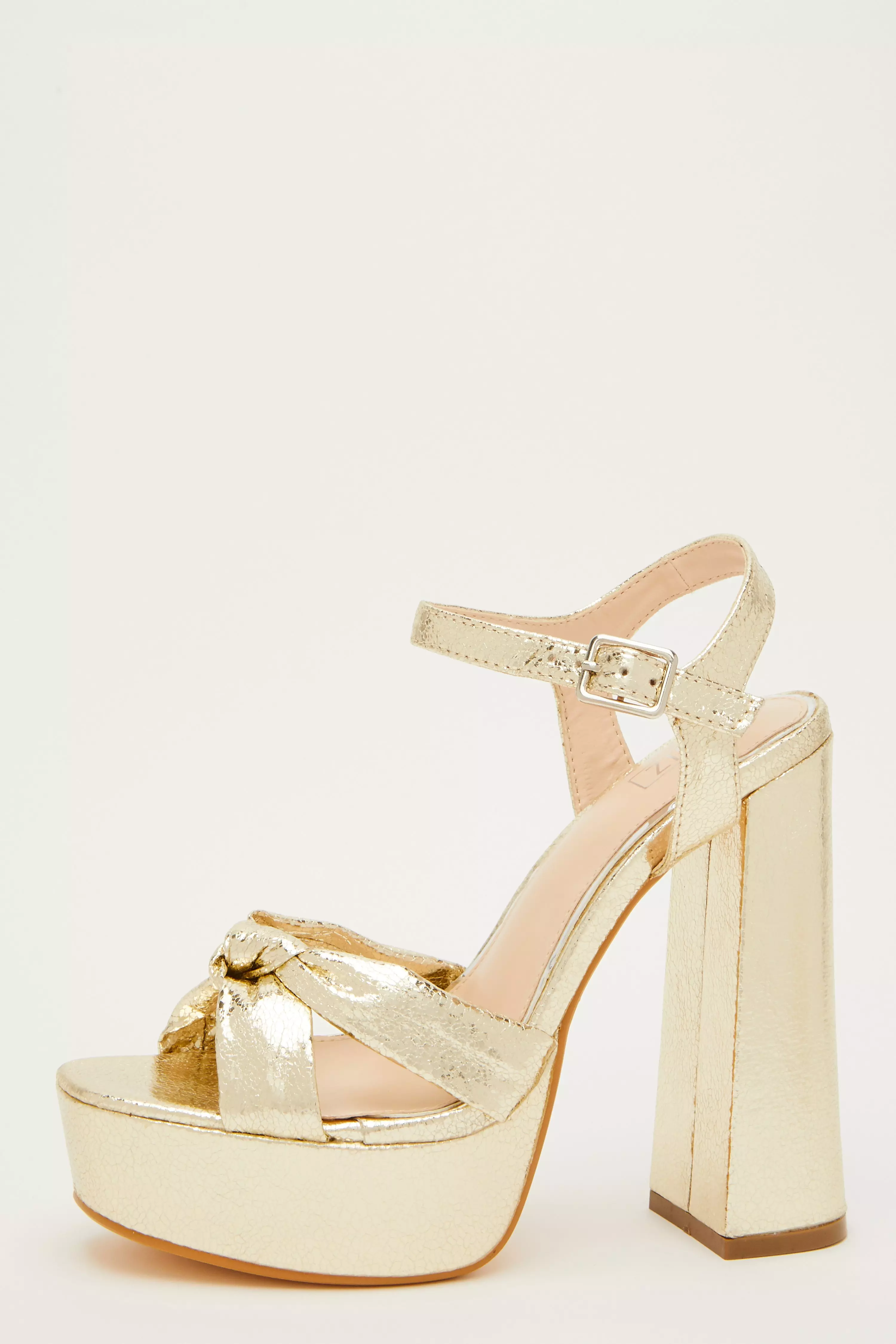 Gold Shimmer Platform Heeled Sandals - QUIZ Clothing