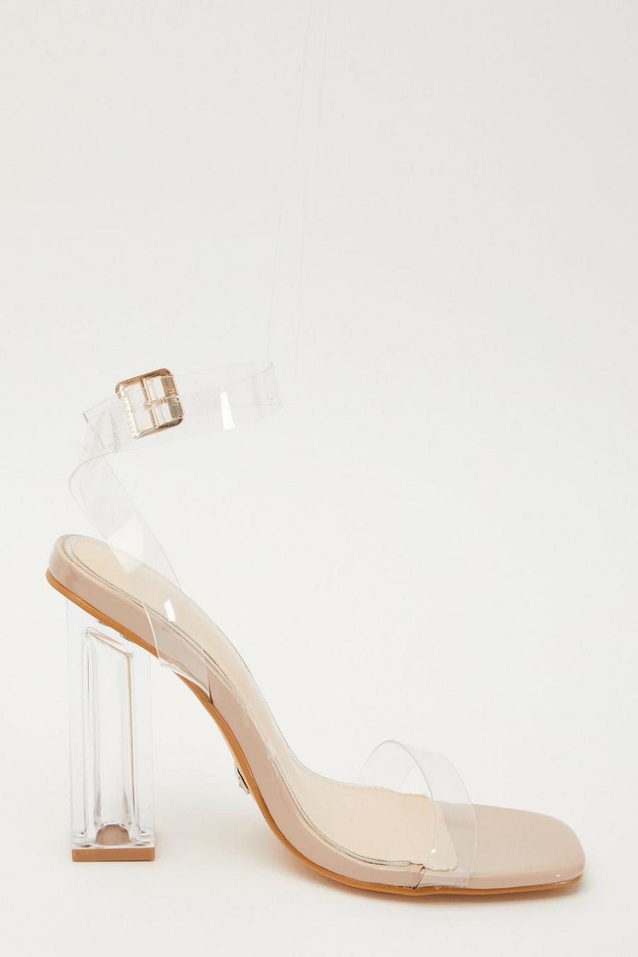 Clear square shop toe heels