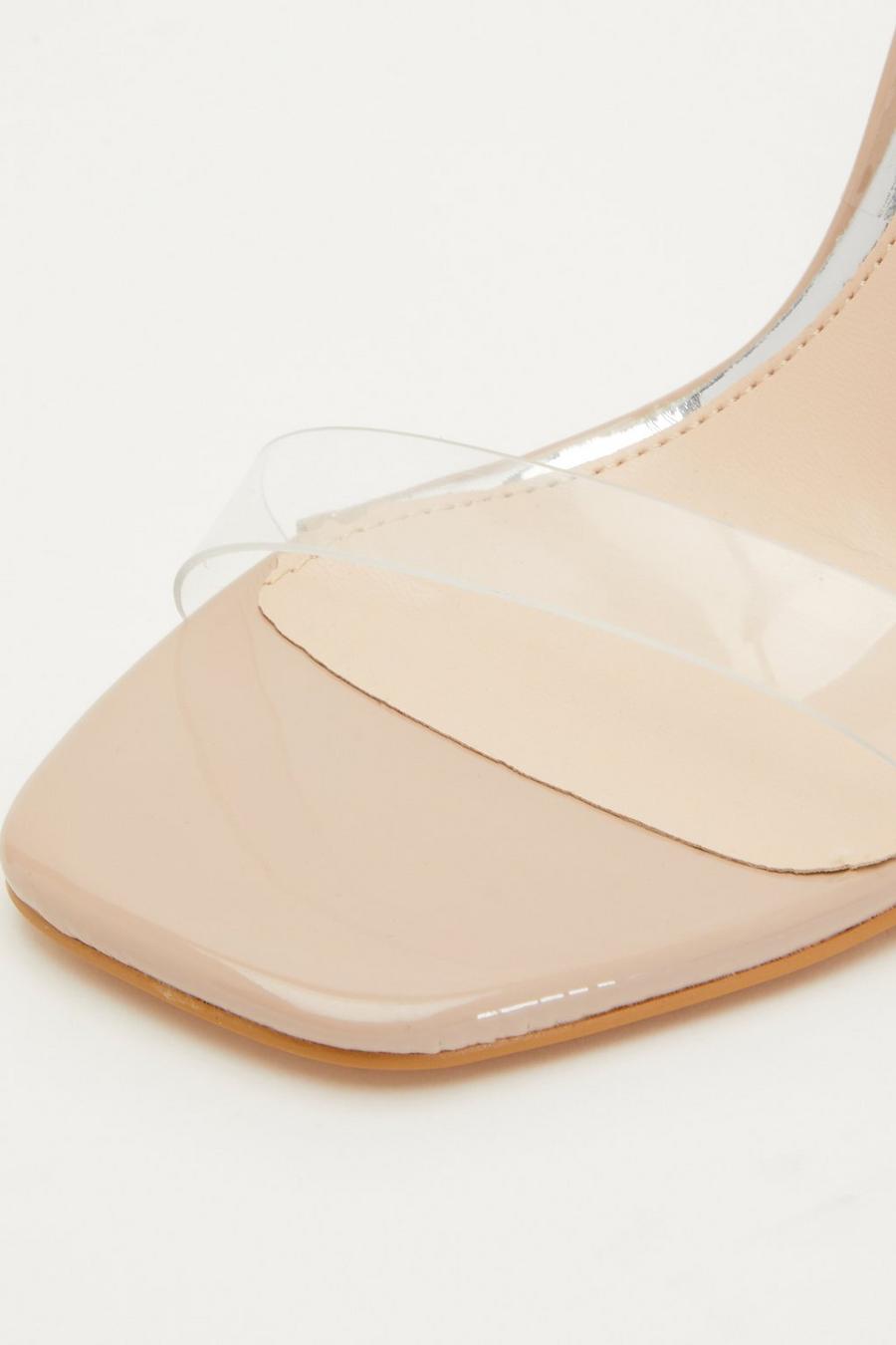 Nude square toe hot sale clear heels