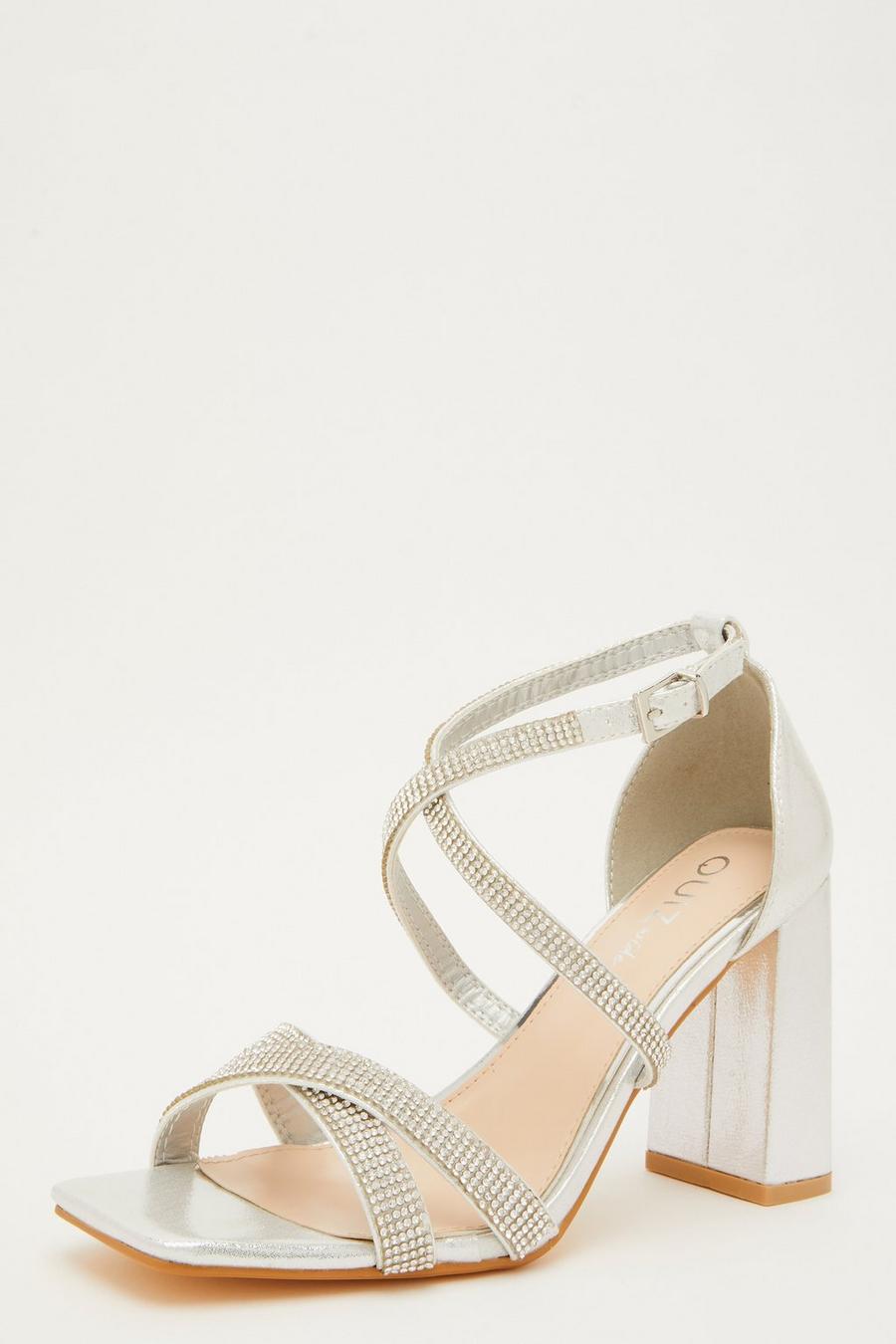 Wide fit diamante online heels