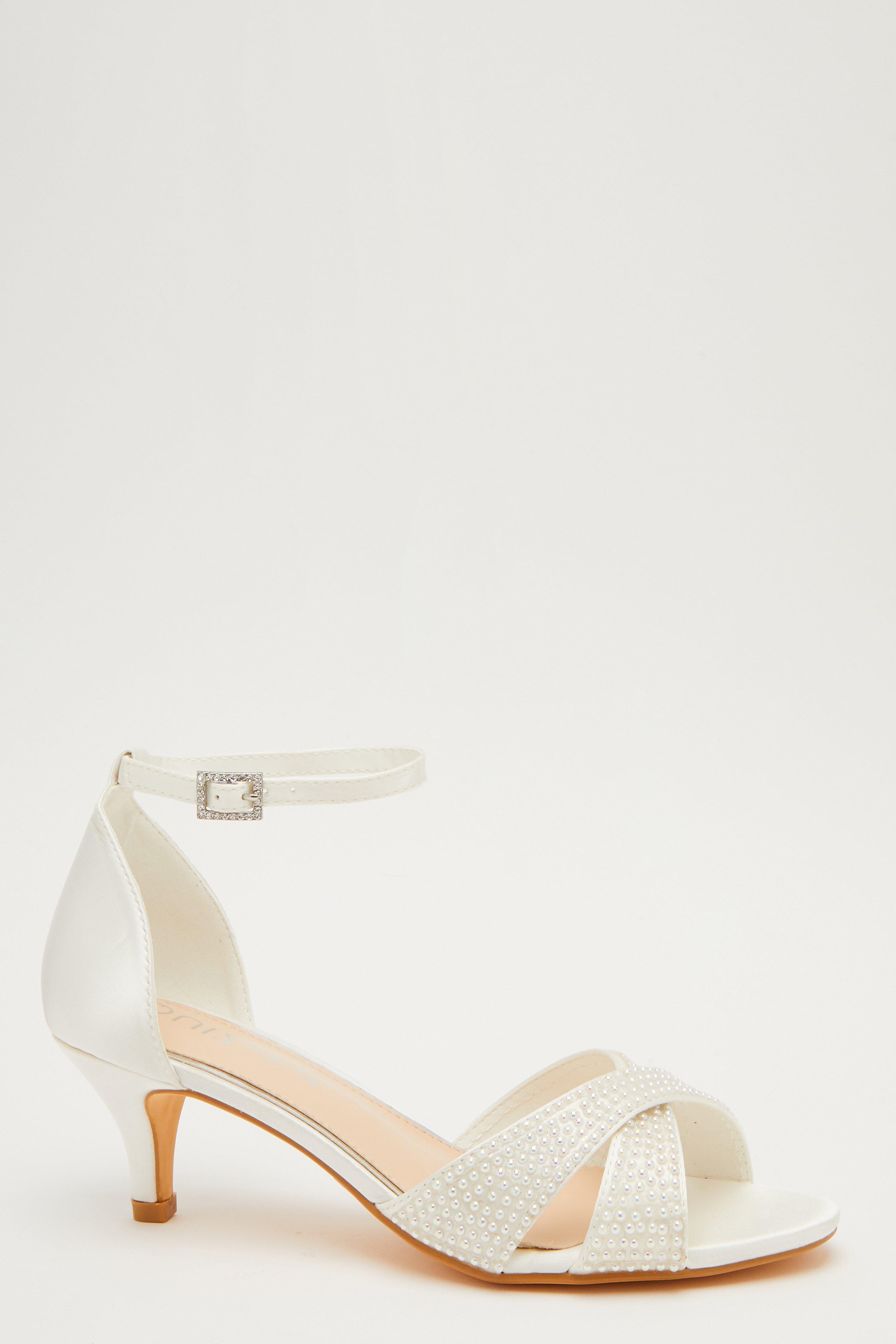 Bridal Wide Fit White Heeled Sandals