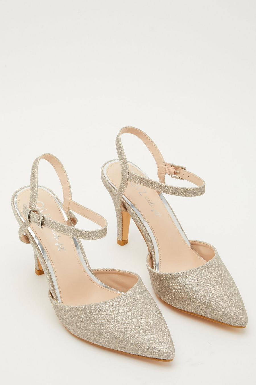 Wide Fit Gold Shimmer Court Heels - Quiz Clothing