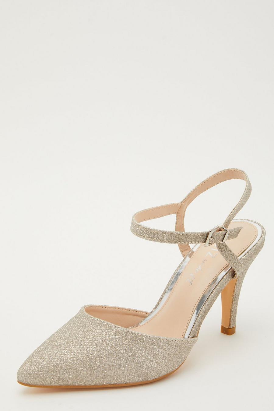 Wide Fit Gold Shimmer Court Heels - Quiz Clothing