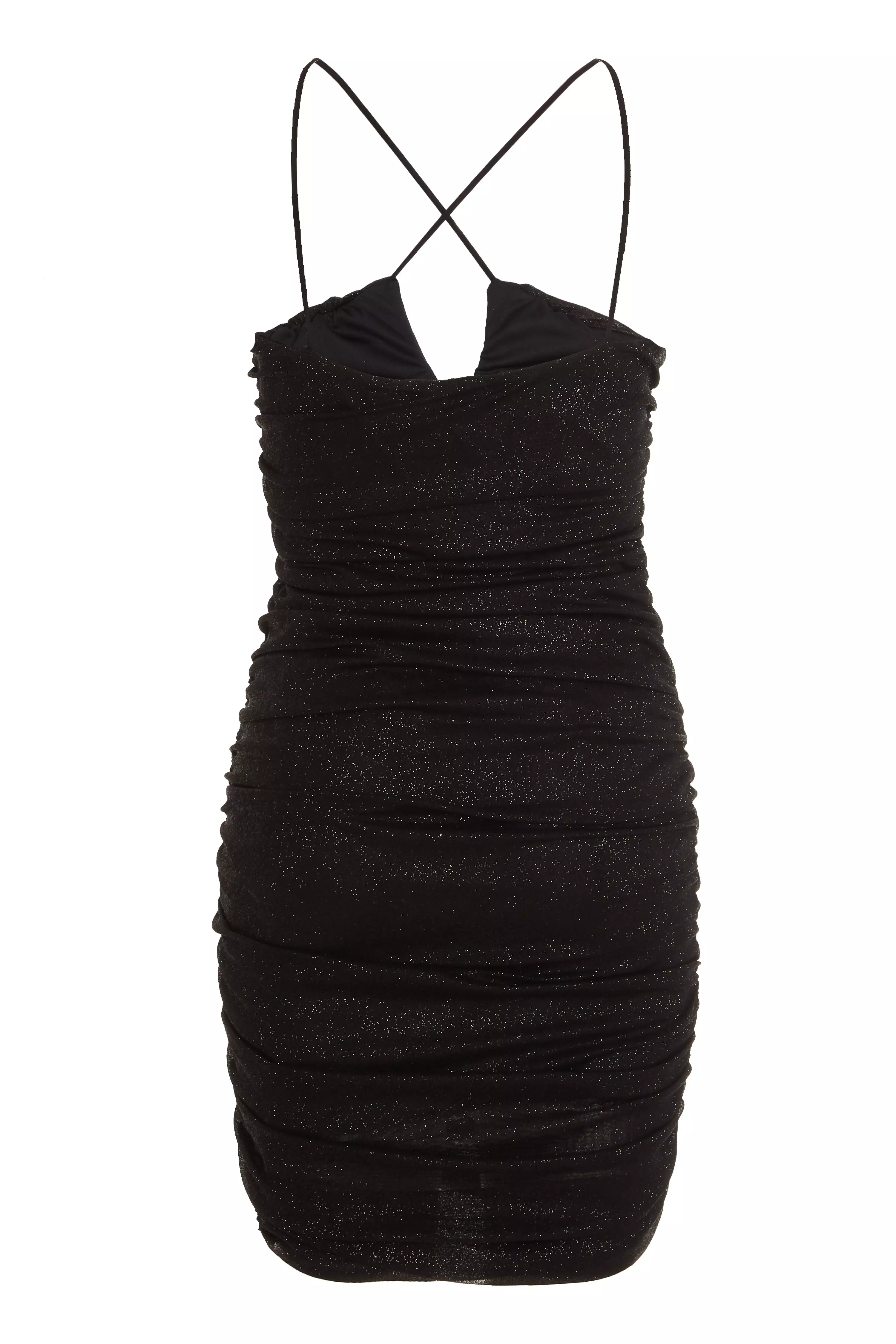 Black Glitter Mesh Bodycon Dress - QUIZ Clothing