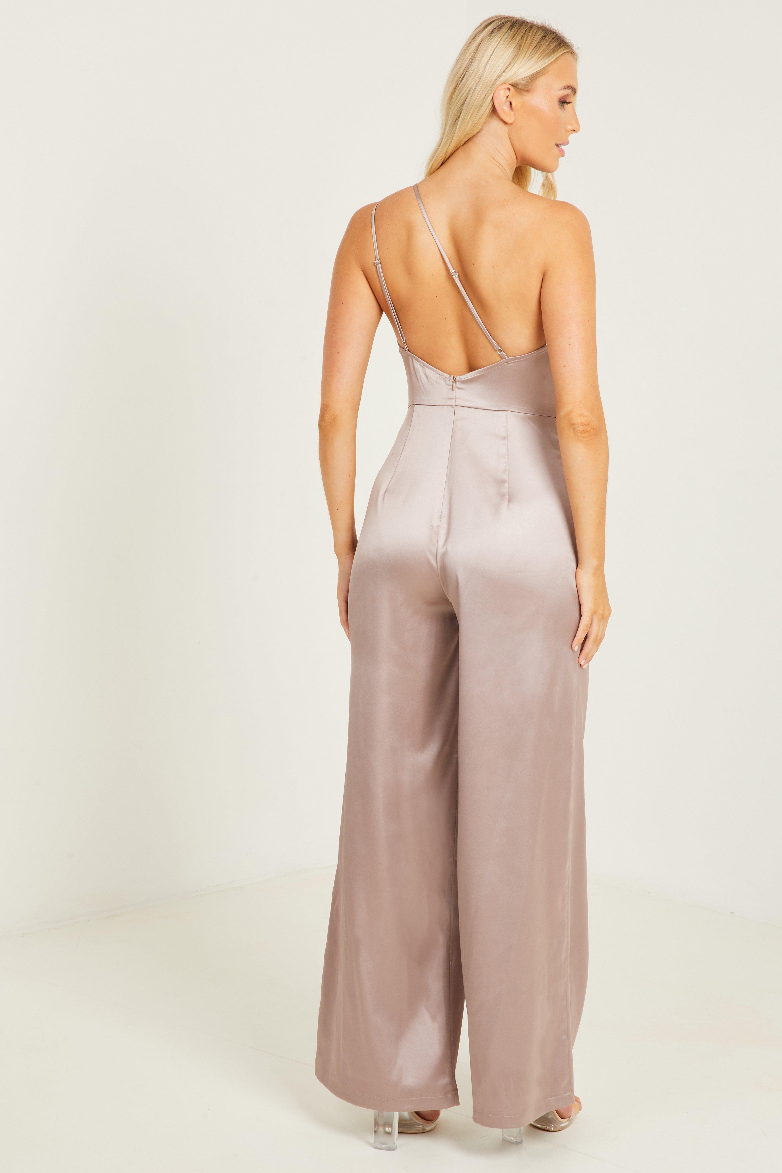 Grey sales satin jumpsuit