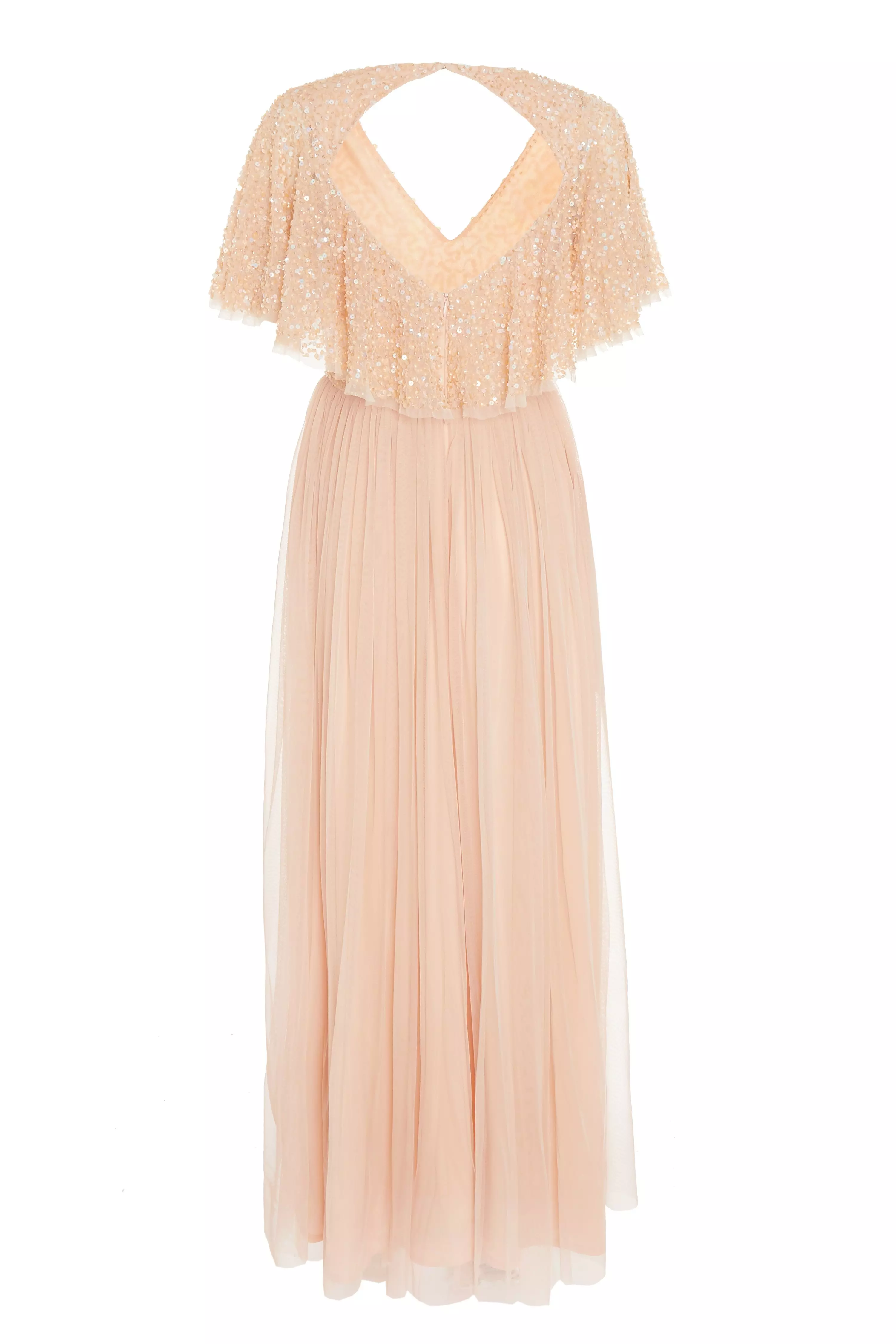 Peach Sequin Cap Sleeve Maxi Dress - QUIZ Clothing