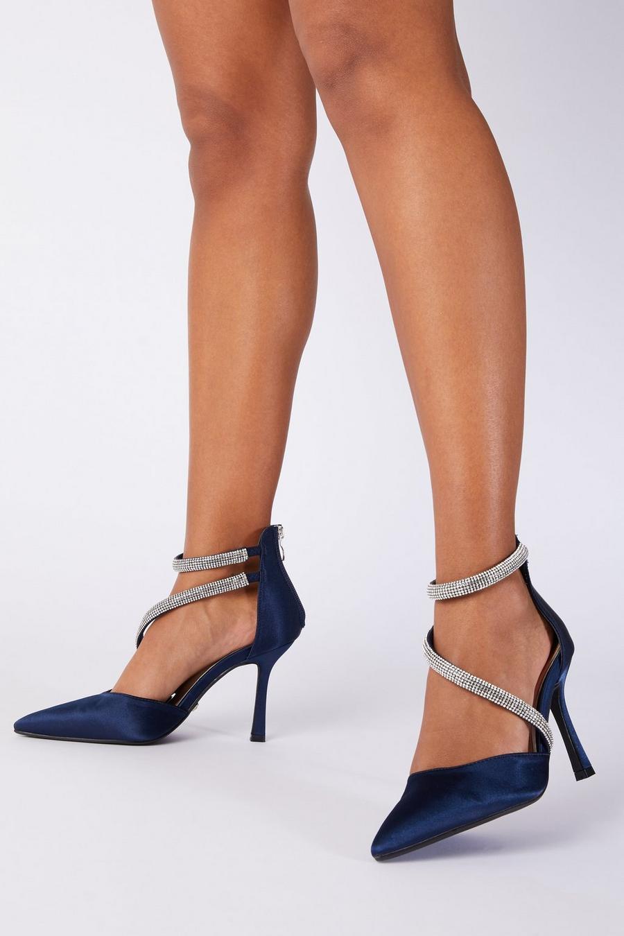 Quiz navy hot sale satin shoes