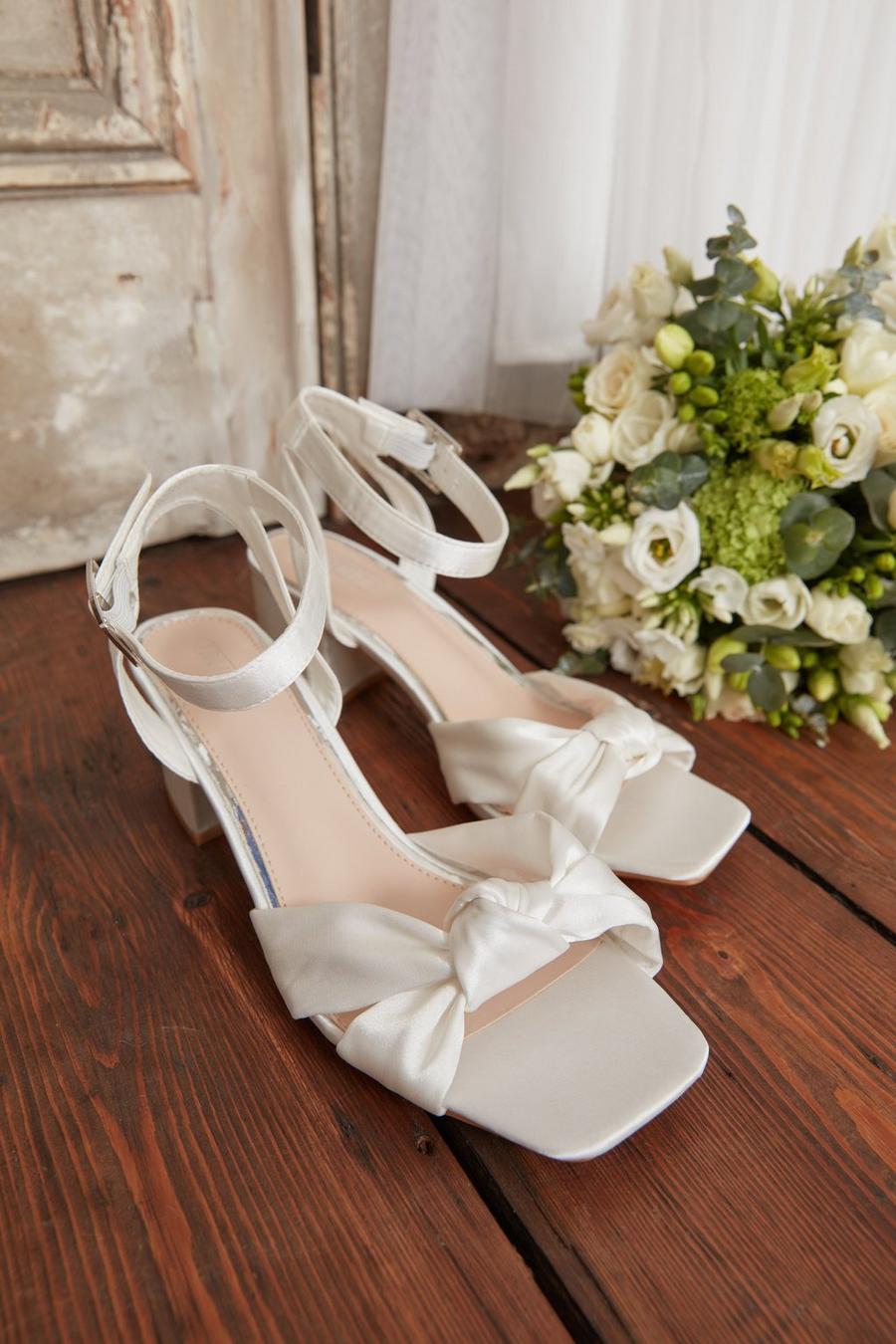 Quiz white satin 2025 bridal sandals