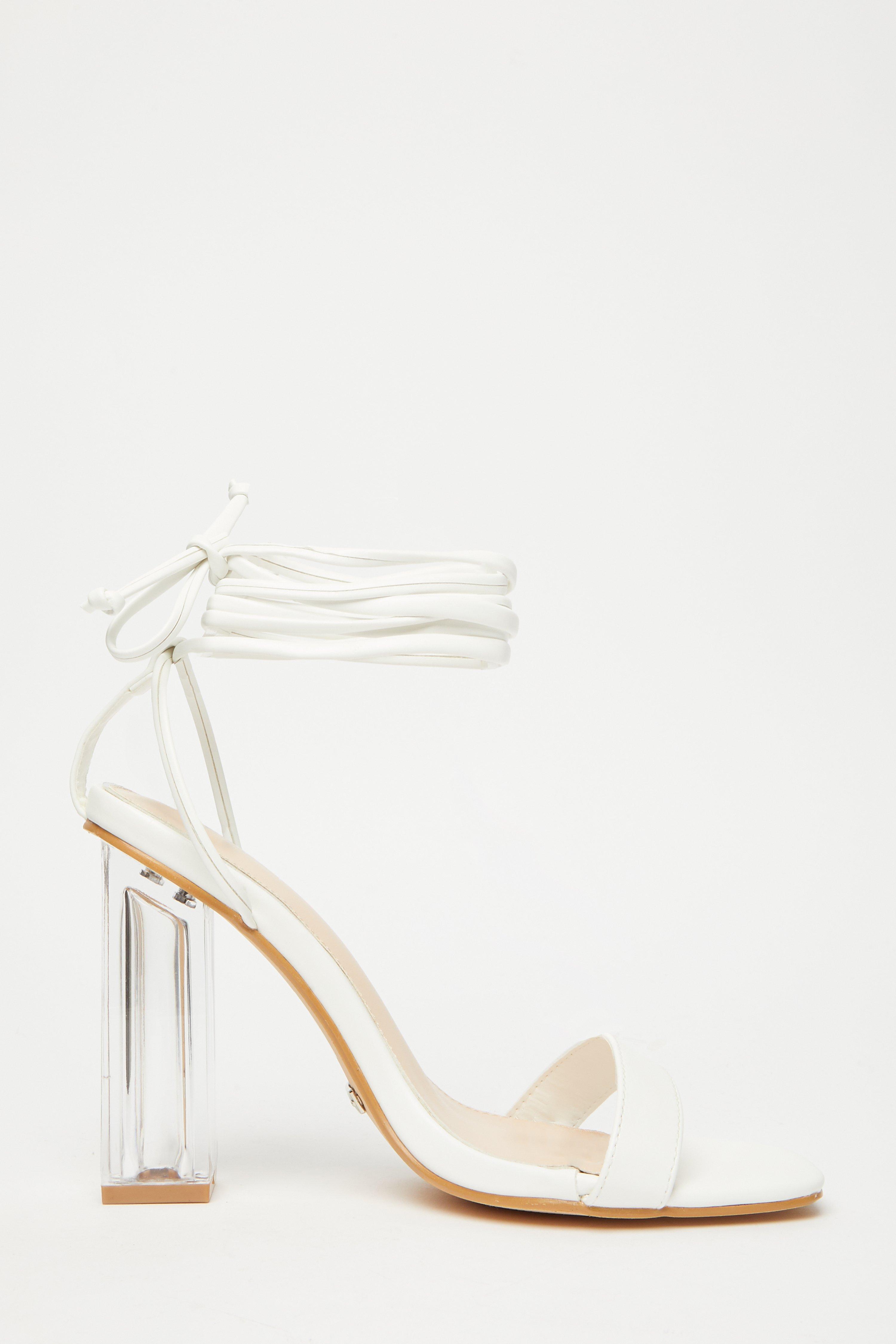 Clear strap best sale ankle tie heels