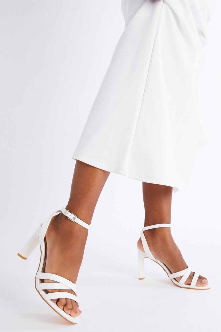 White Strappy Heeled Sandals Quiz Clothing