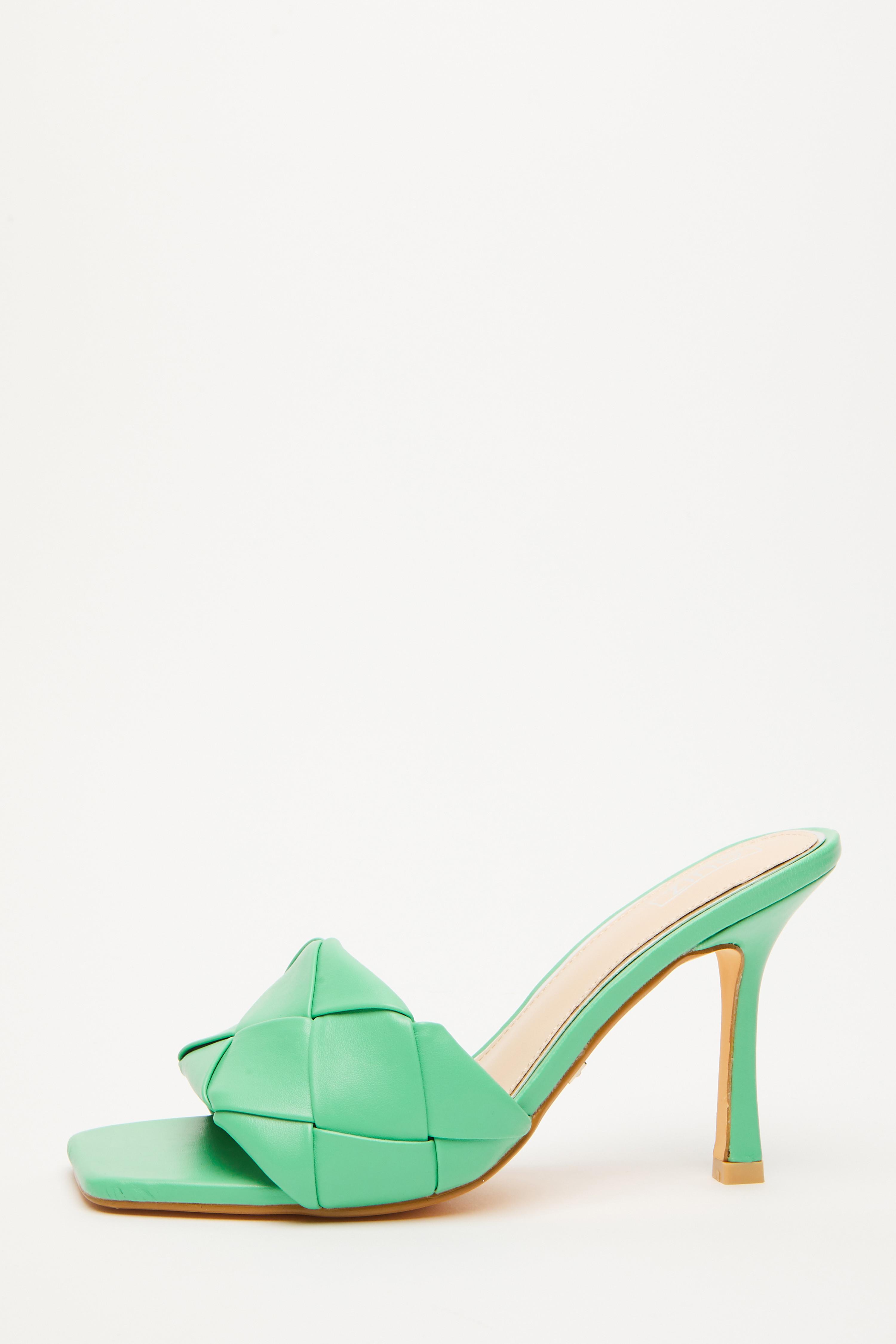 Green Woven Mule Sandals QUIZ Clothing