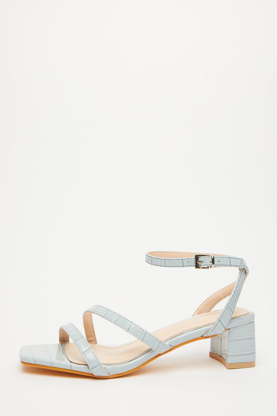 Light Blue Strappy Block Low Heeled Sandals Quiz Clothing