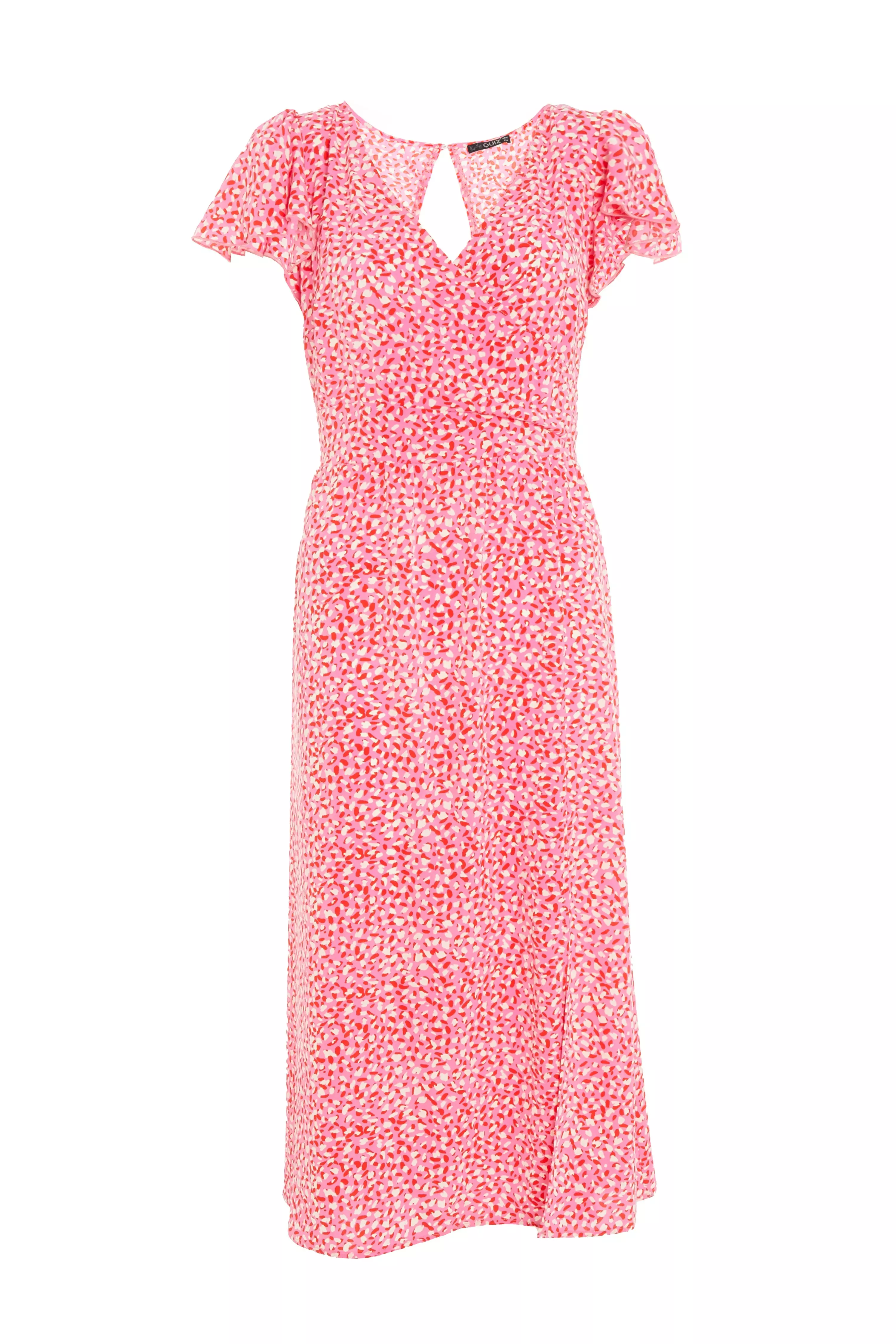 Pink Smudge Print Midi Dress - QUIZ Clothing