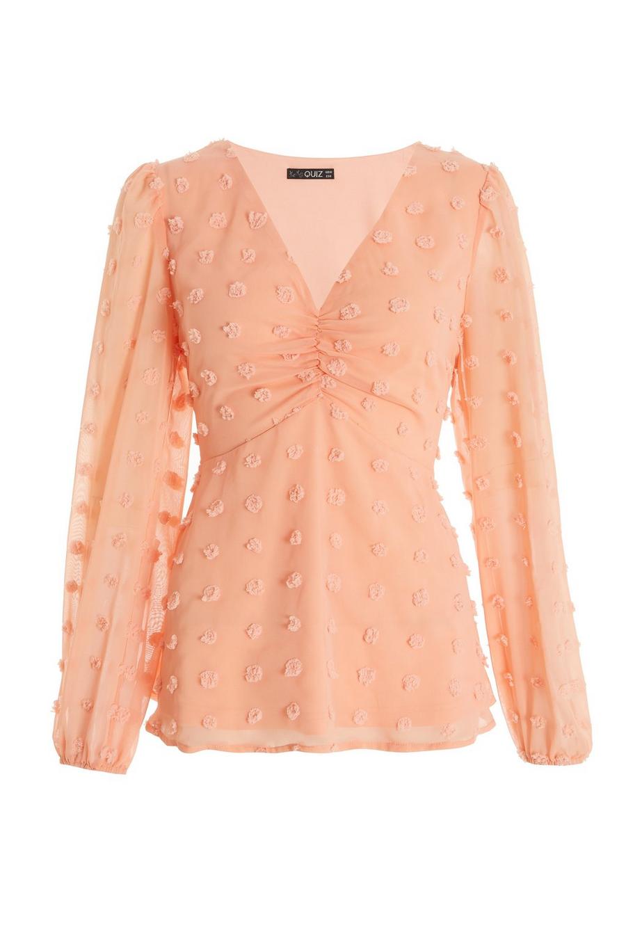 White Chiffon Gold Polka Dot Blouse - ApolloBox