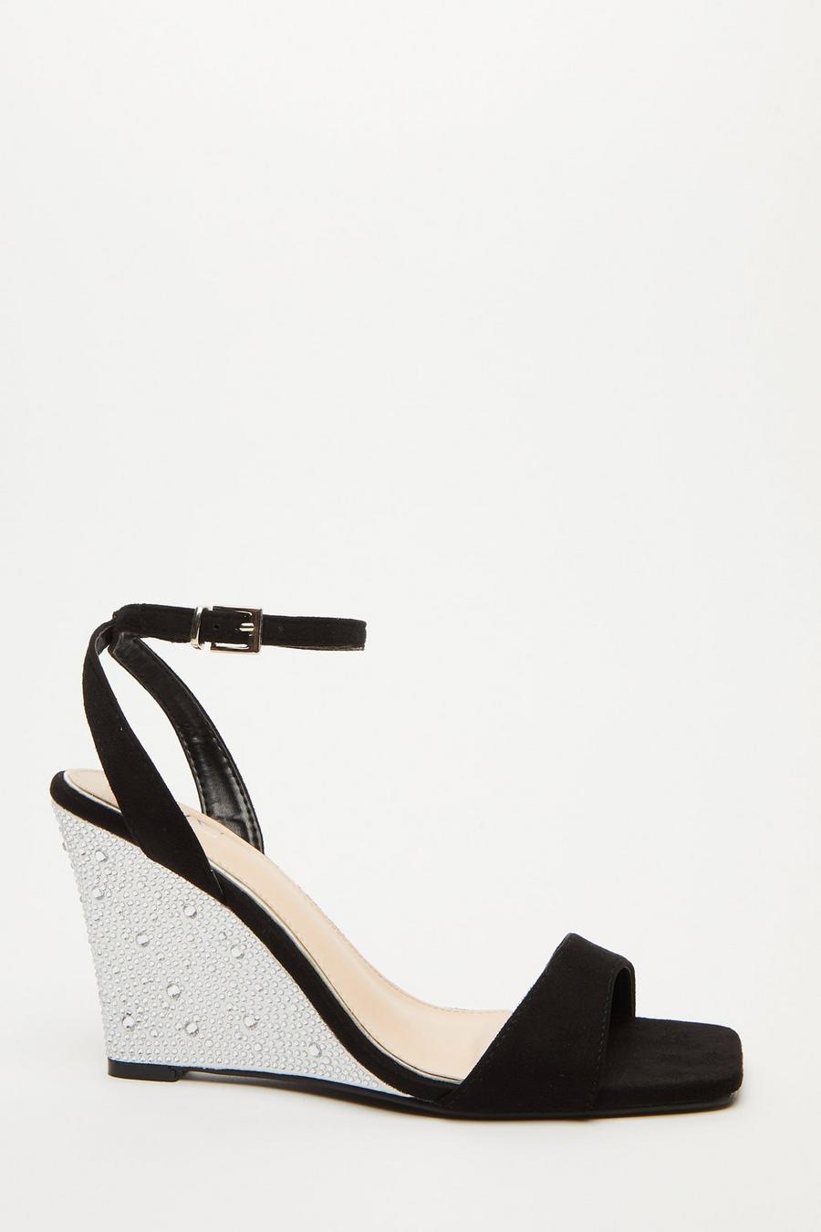 Cheap black hot sale wedges heels