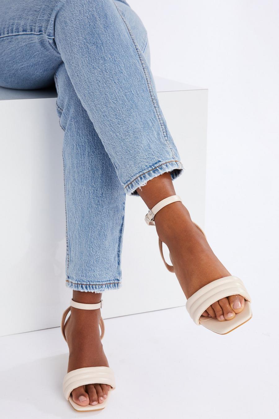 Nude strappy block hot sale heel sandals