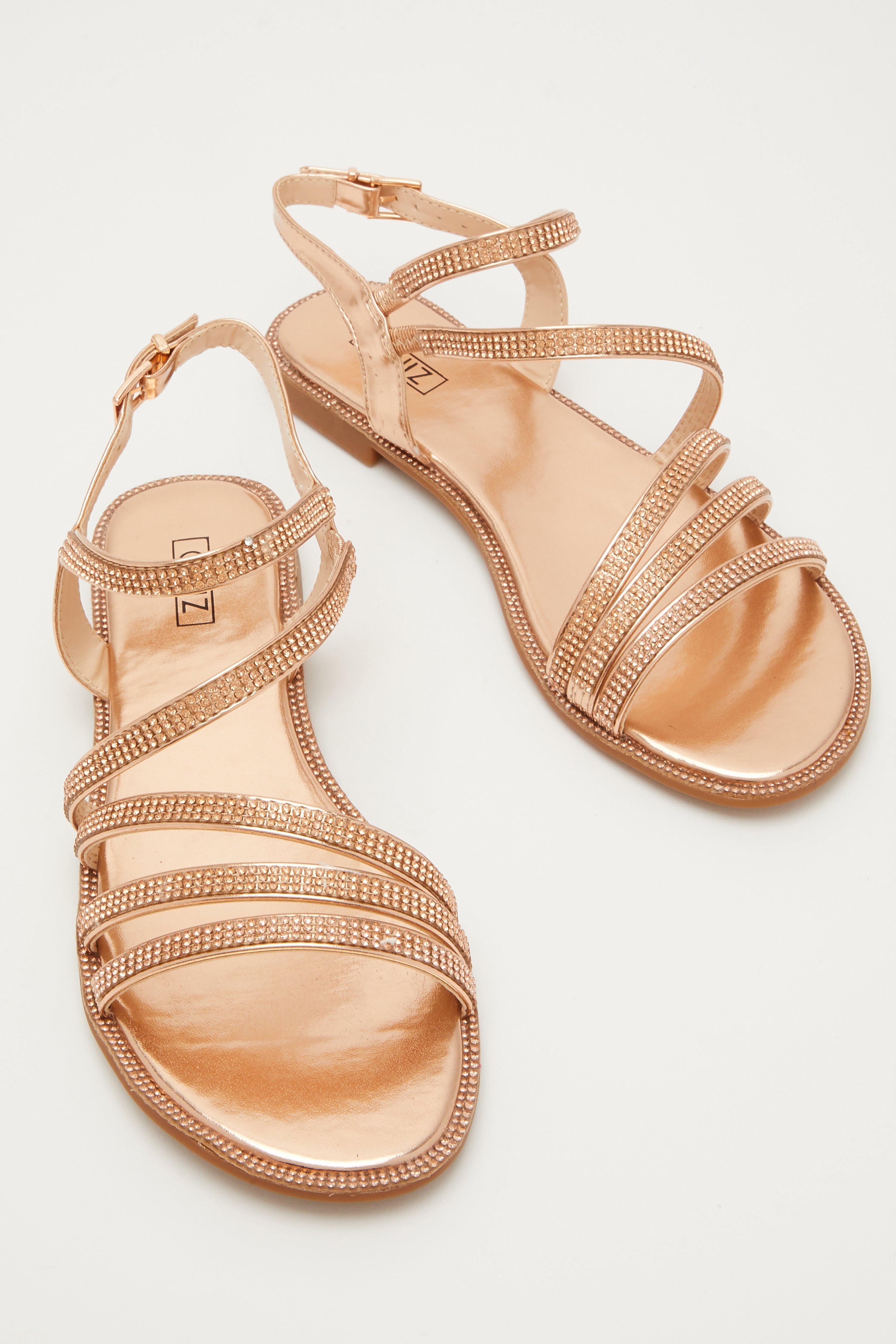 Quiz rose gold sales metallic sandals