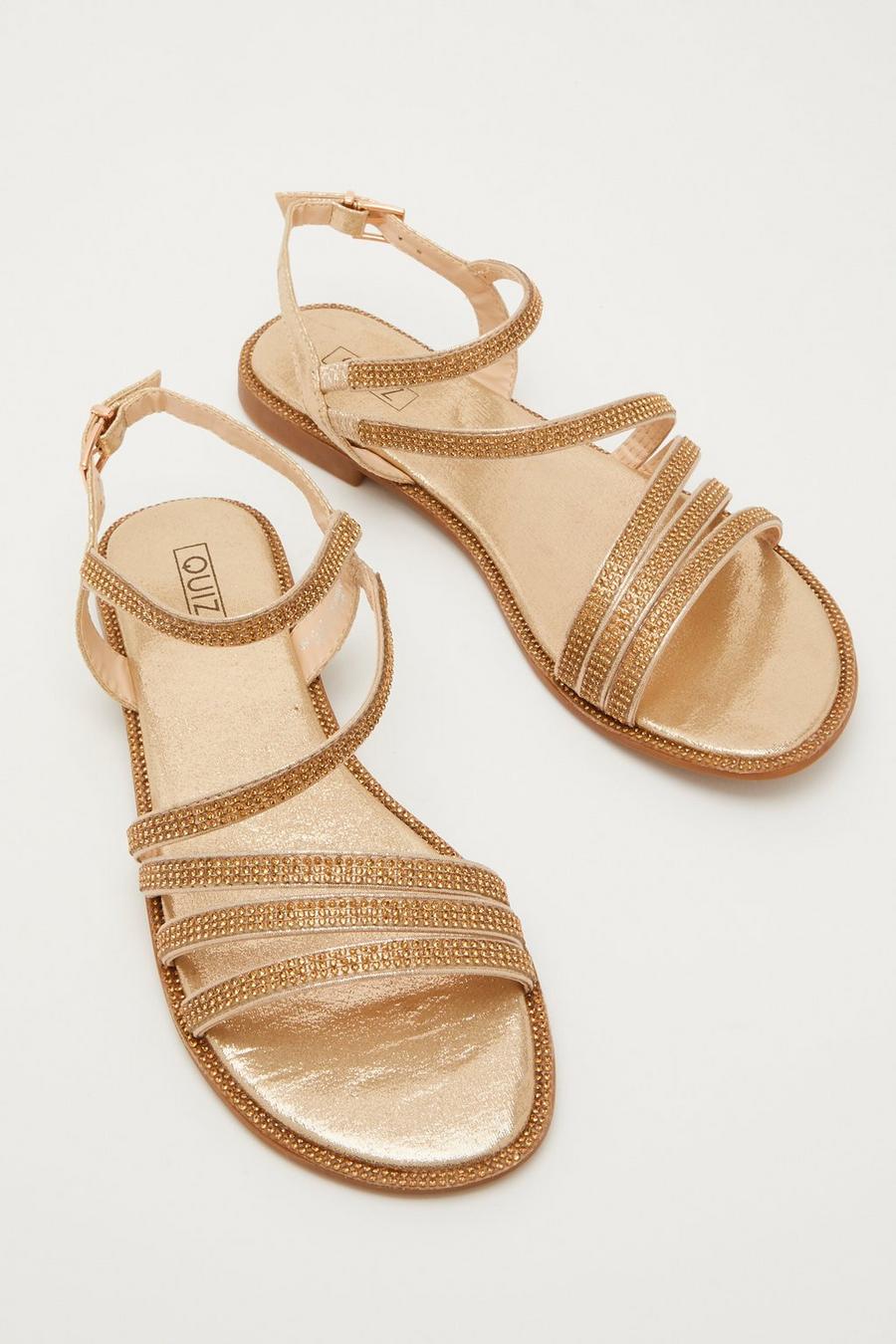 Ladies gold flat hot sale sandals uk