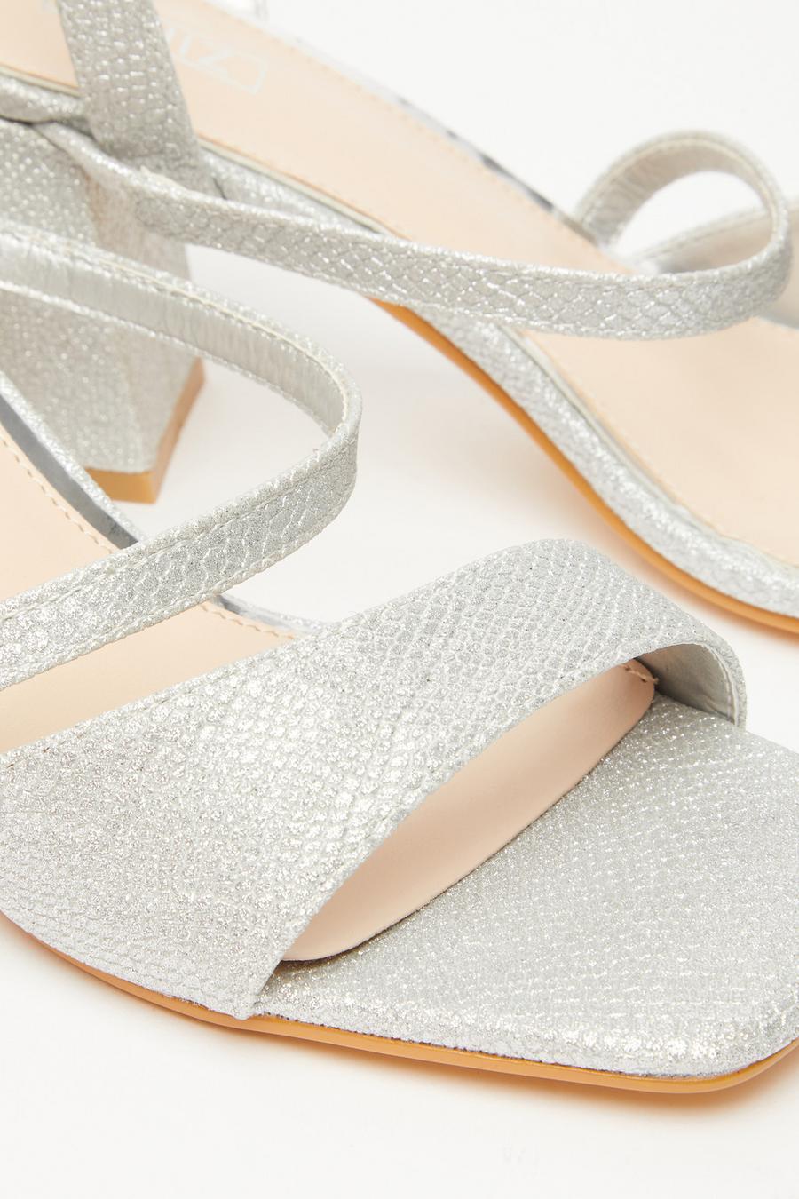 Sparkly silver block sales heel sandals