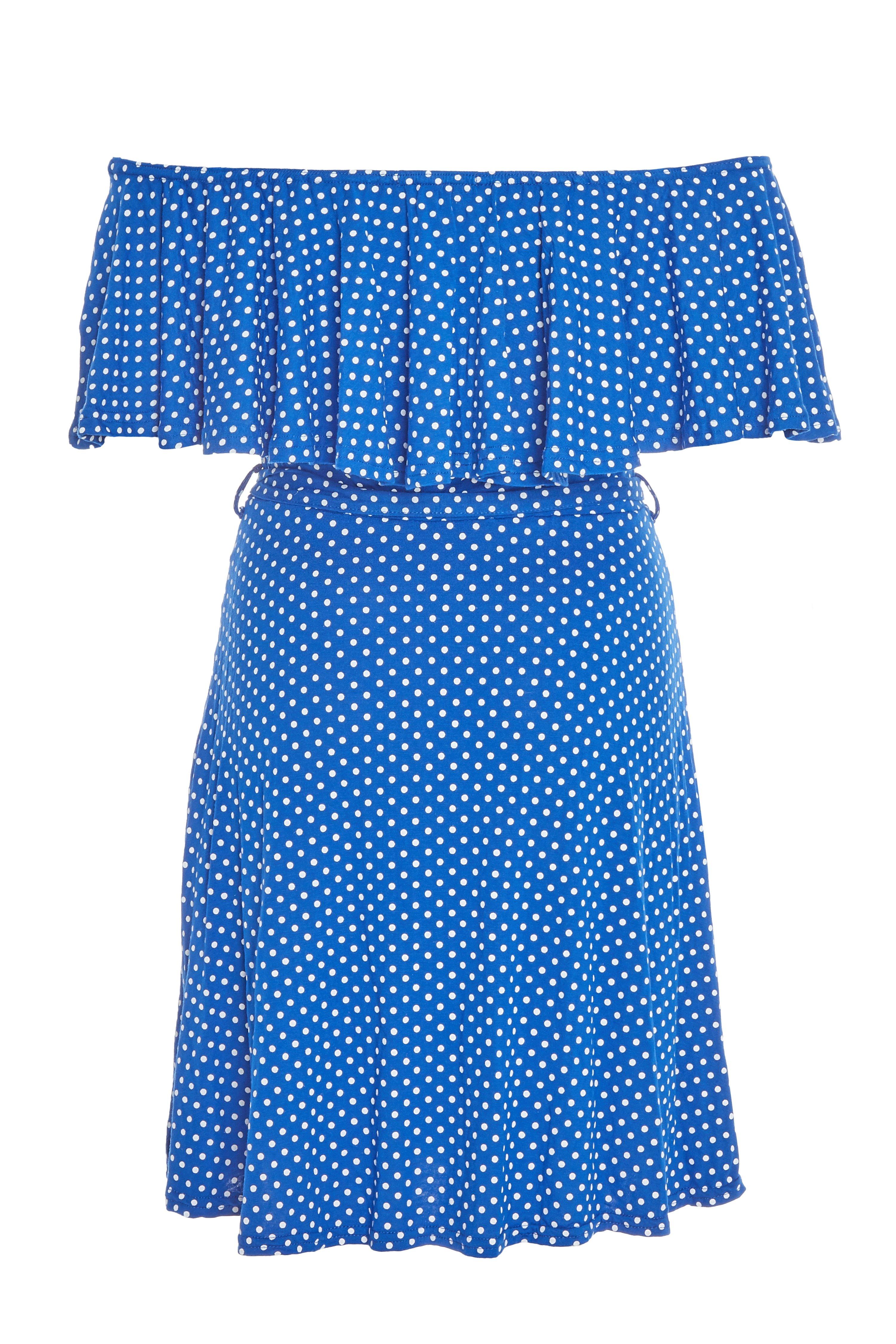 Navy polka dot outlet bardot dress