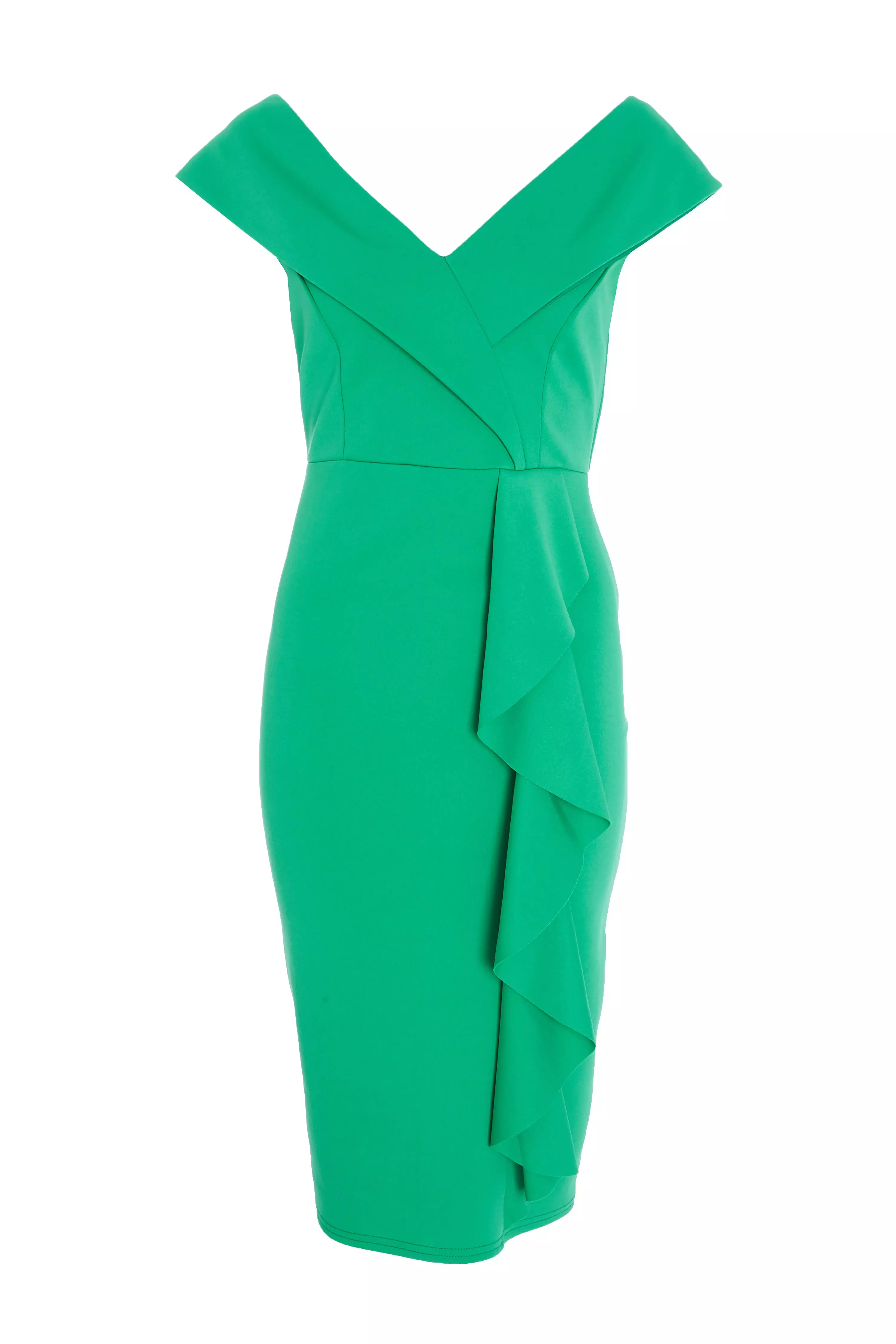 Green Frill Midi Dress - QUIZ Clothing