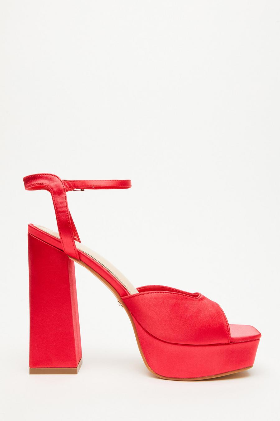 Red satin hot sale platform heels