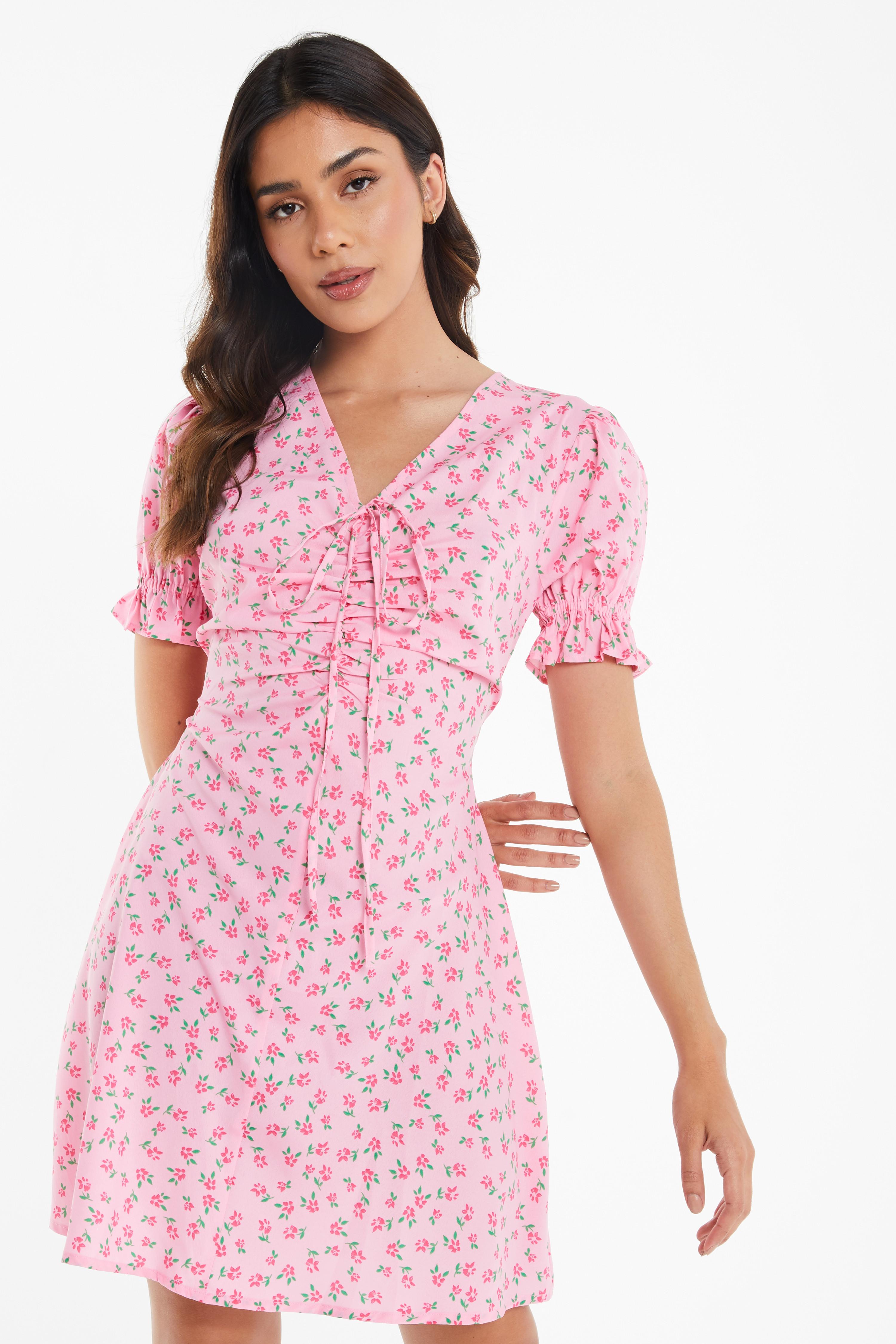 Pink Floral Mini Dress