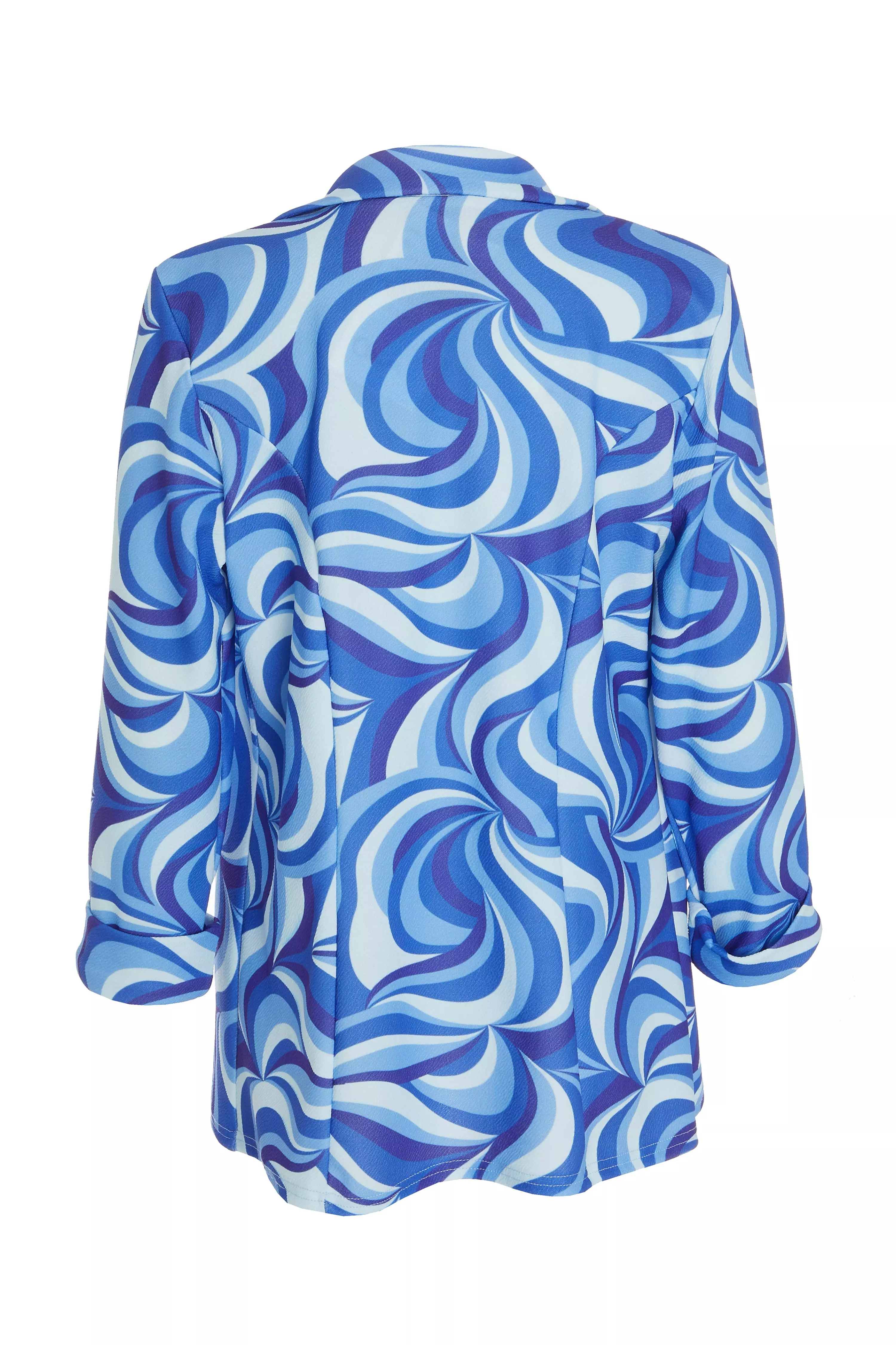 Blue Swirl Print Crop Sleeve Blazer - QUIZ Clothing