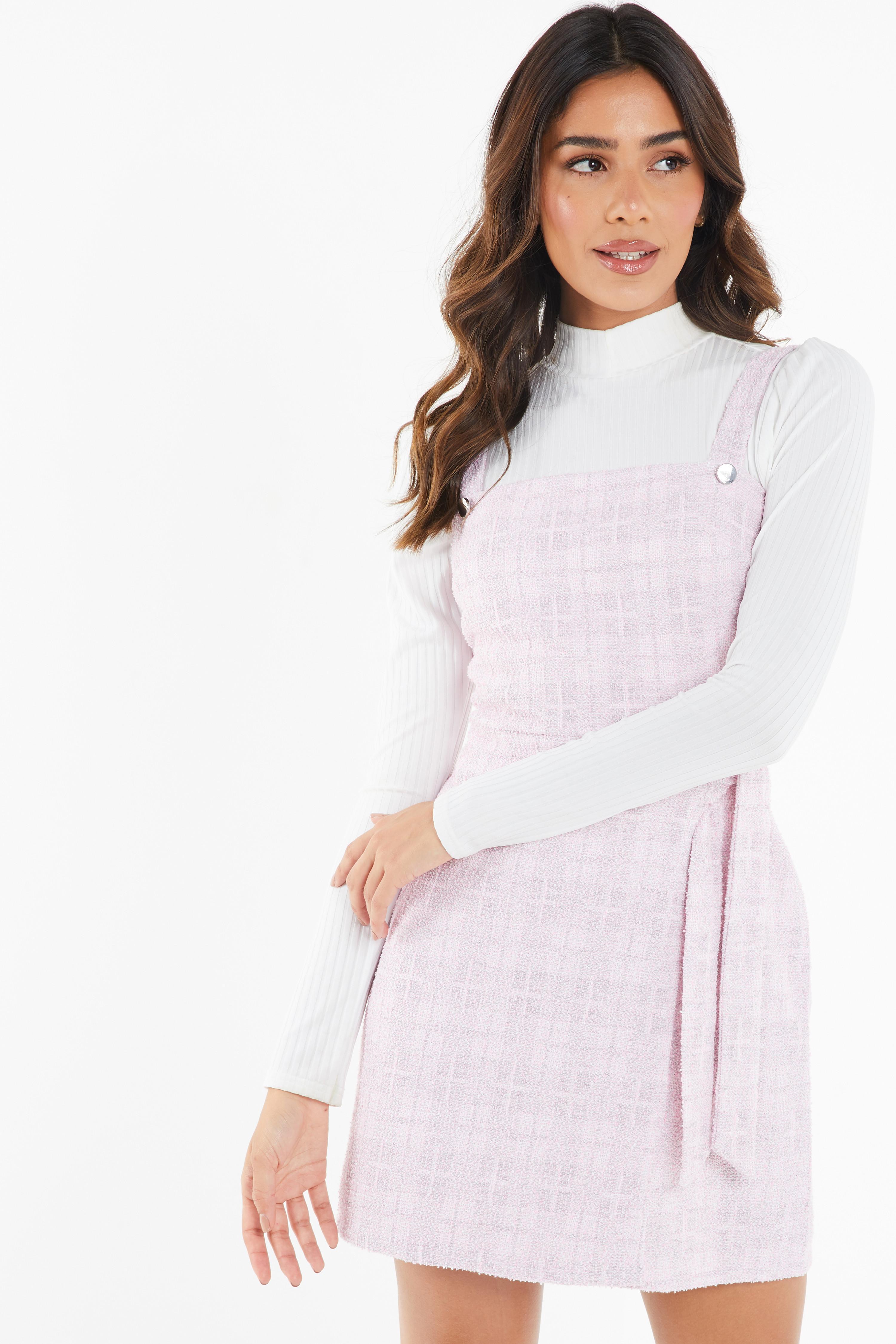 Pink Pinafore Wrap Mini Dress