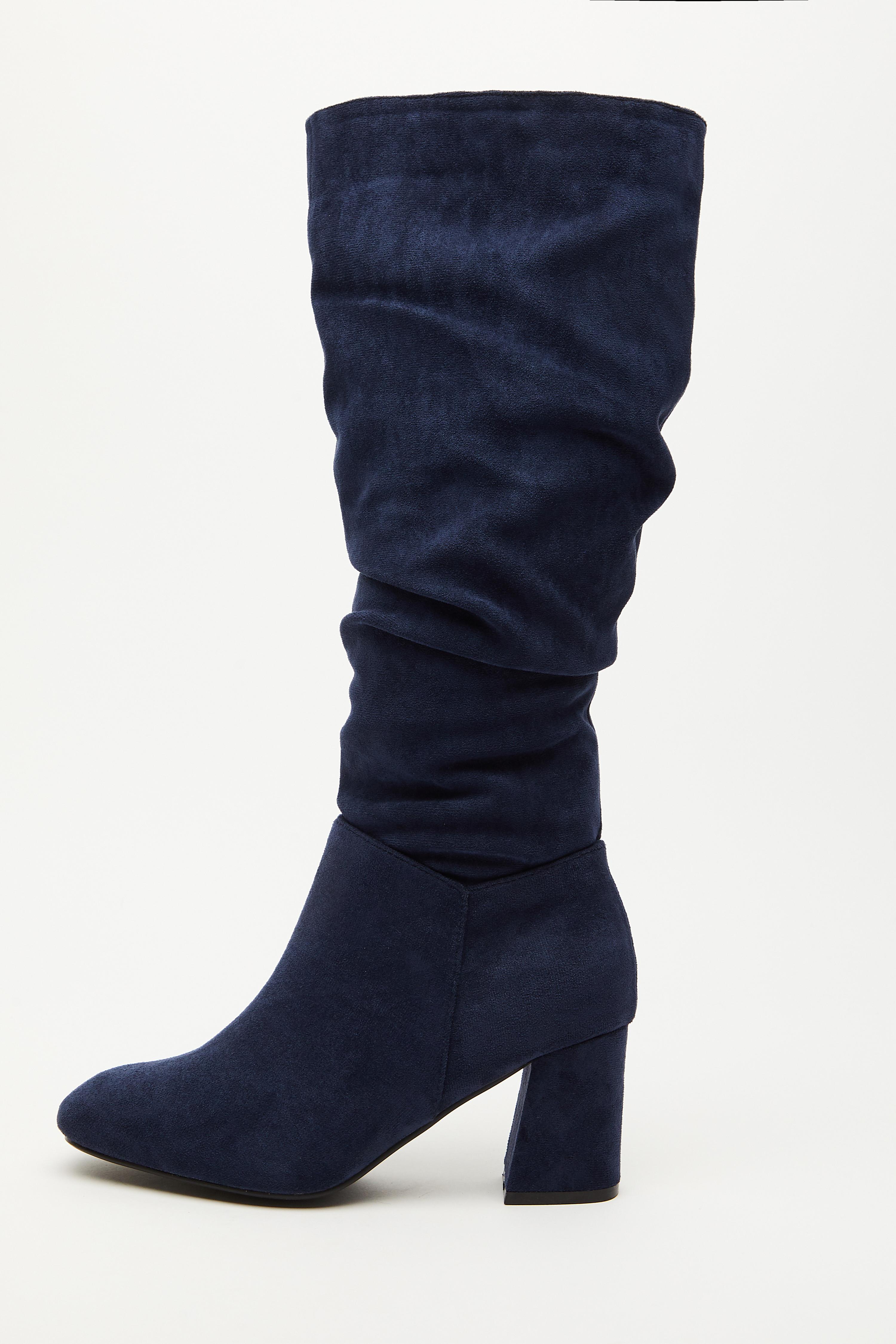 Navy blue slouch store boots