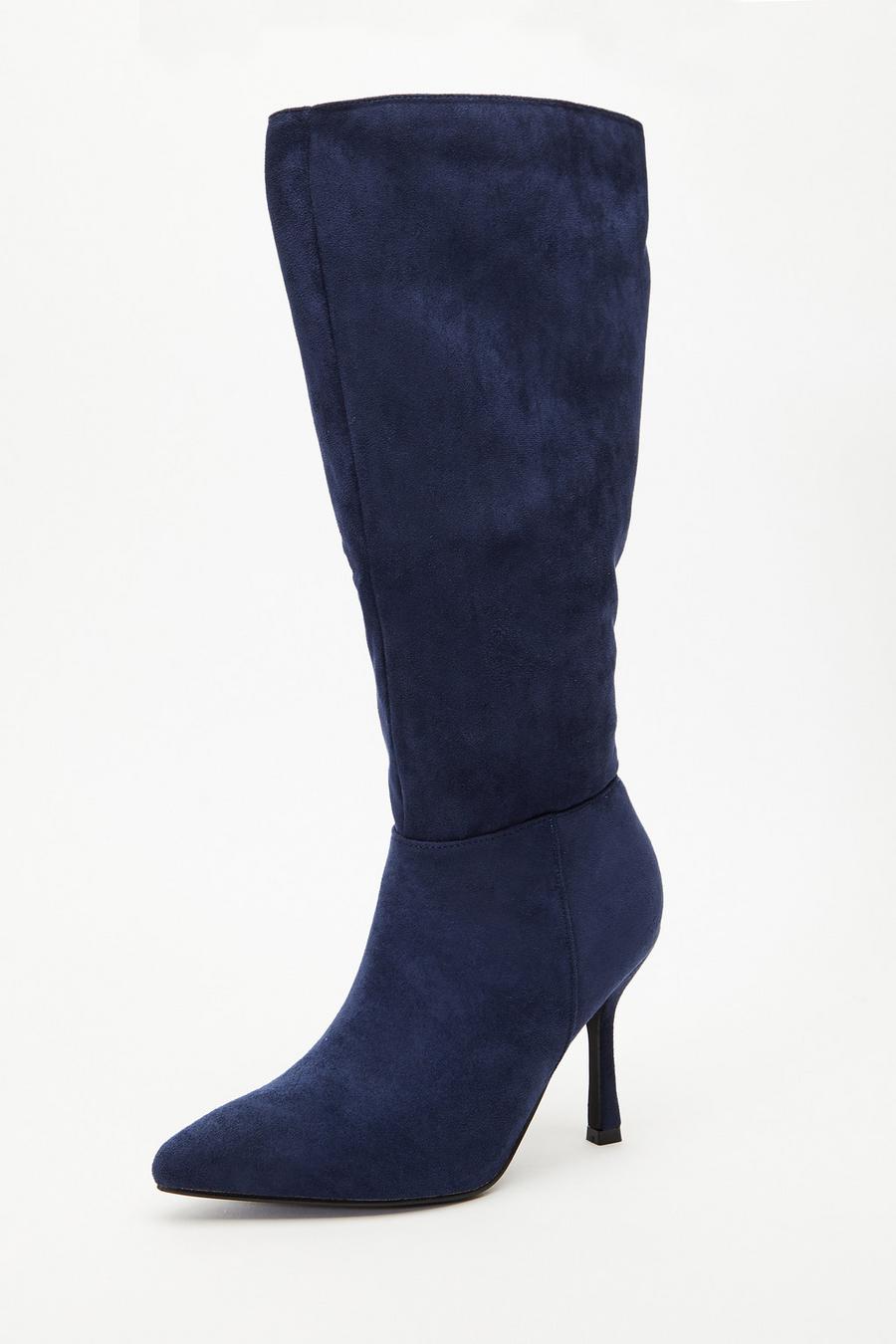 Ladies navy blue on sale knee high boots