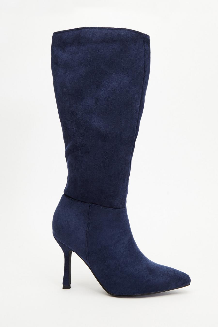 Ladies navy knee on sale high boots uk