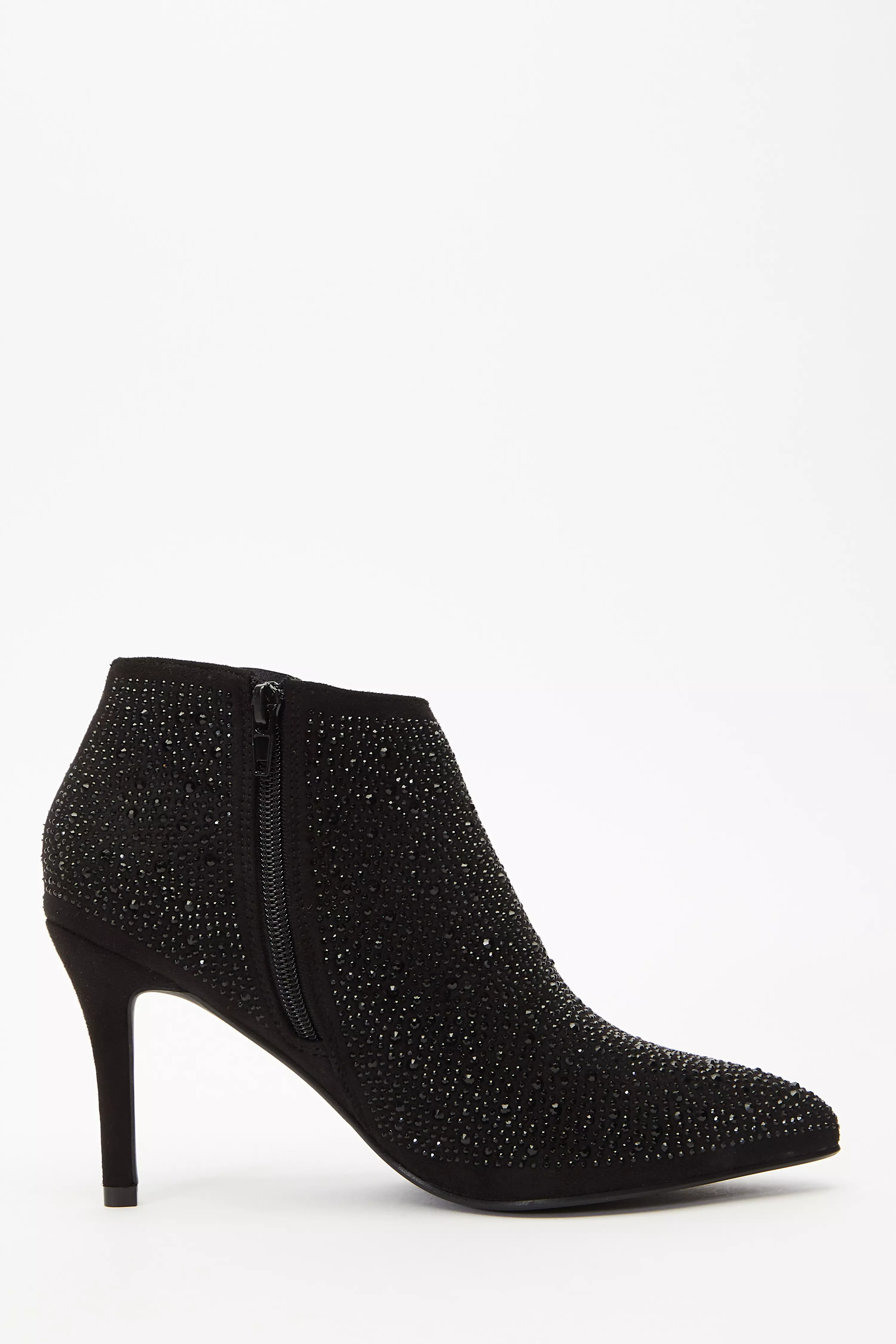 Black Diamante Shoe Boots QUIZ Clothing