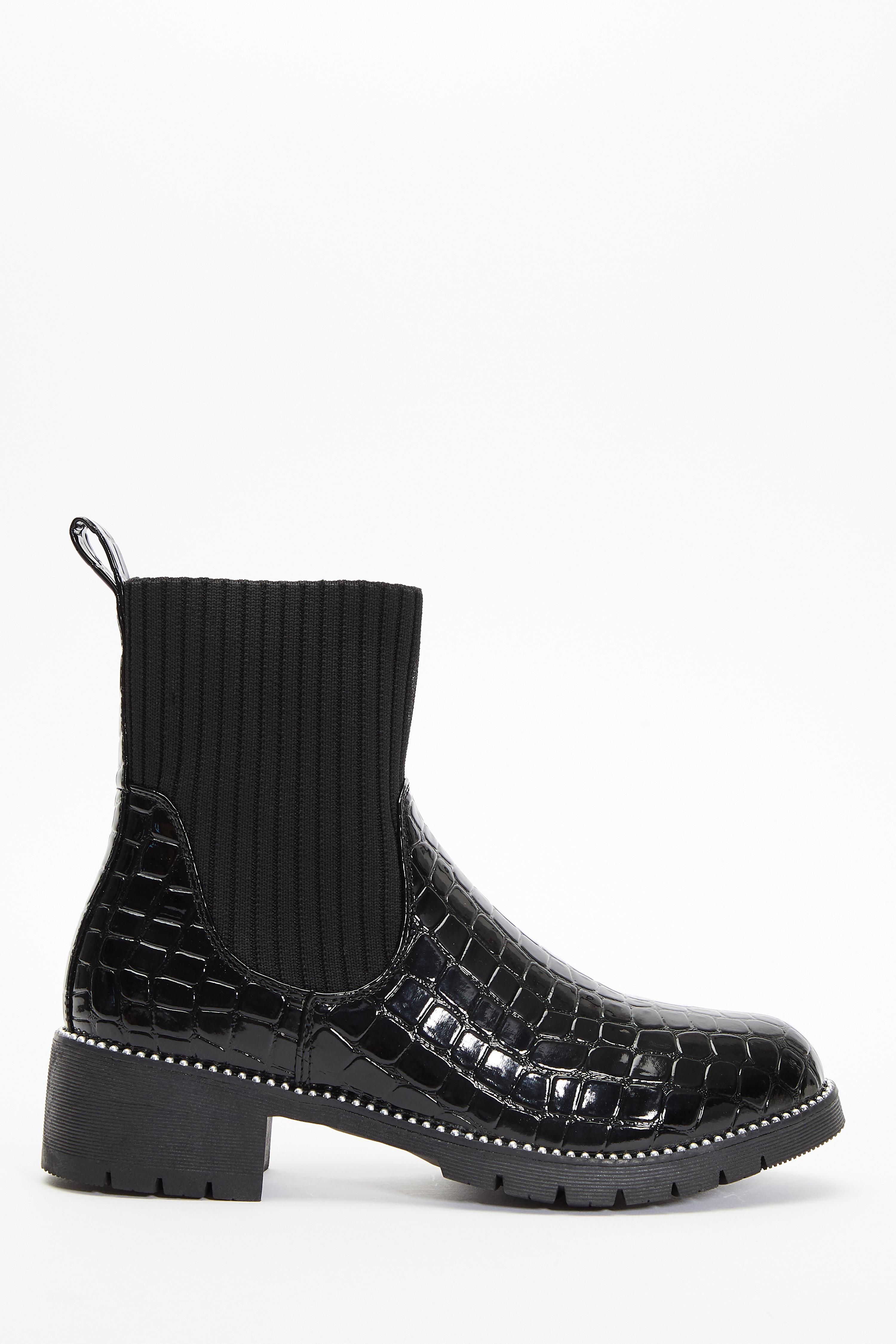 Black crocodile booties hotsell