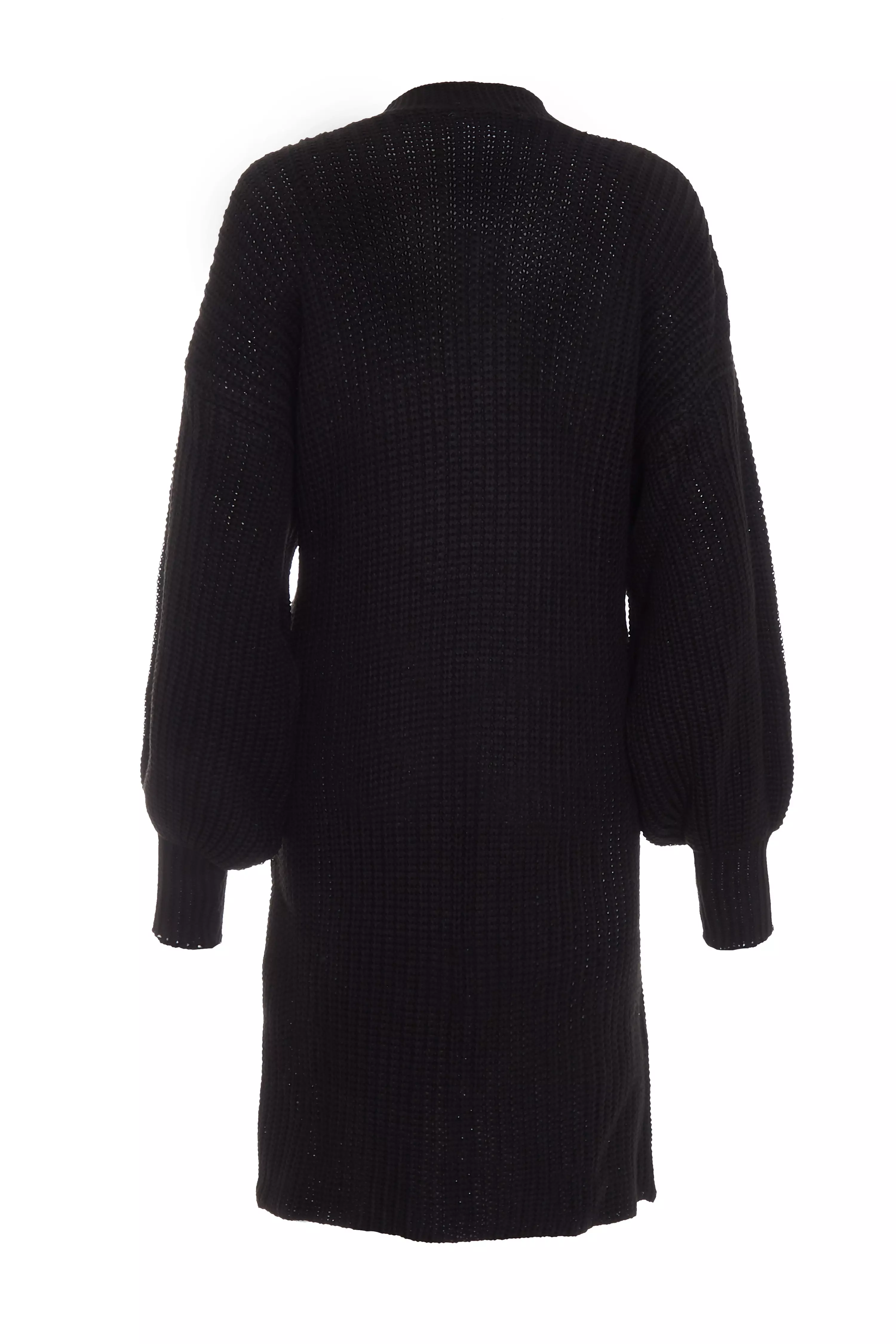Black Knitted Longline Cardigan - QUIZ Clothing