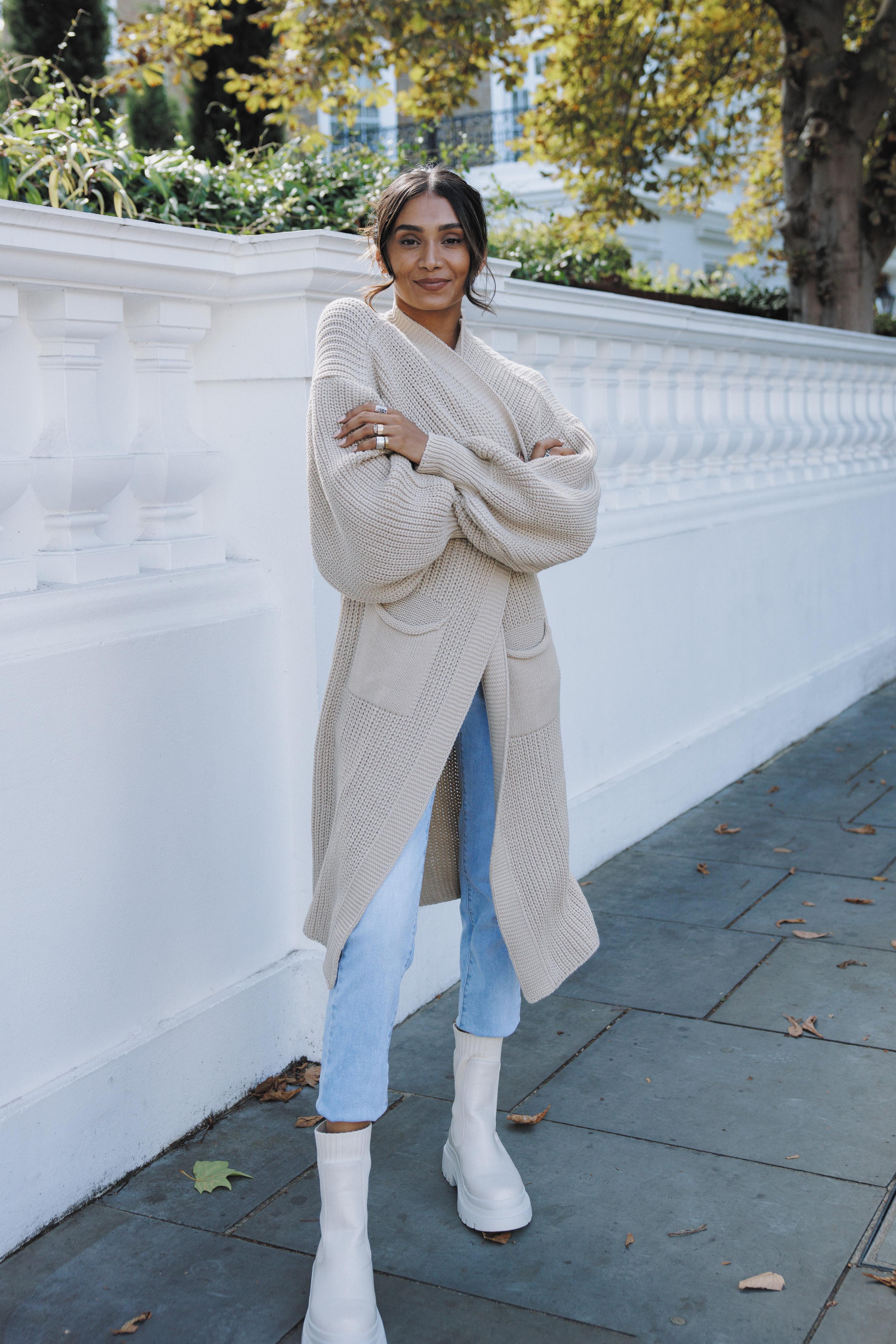 Off white chenille slouchy on sale cardigan