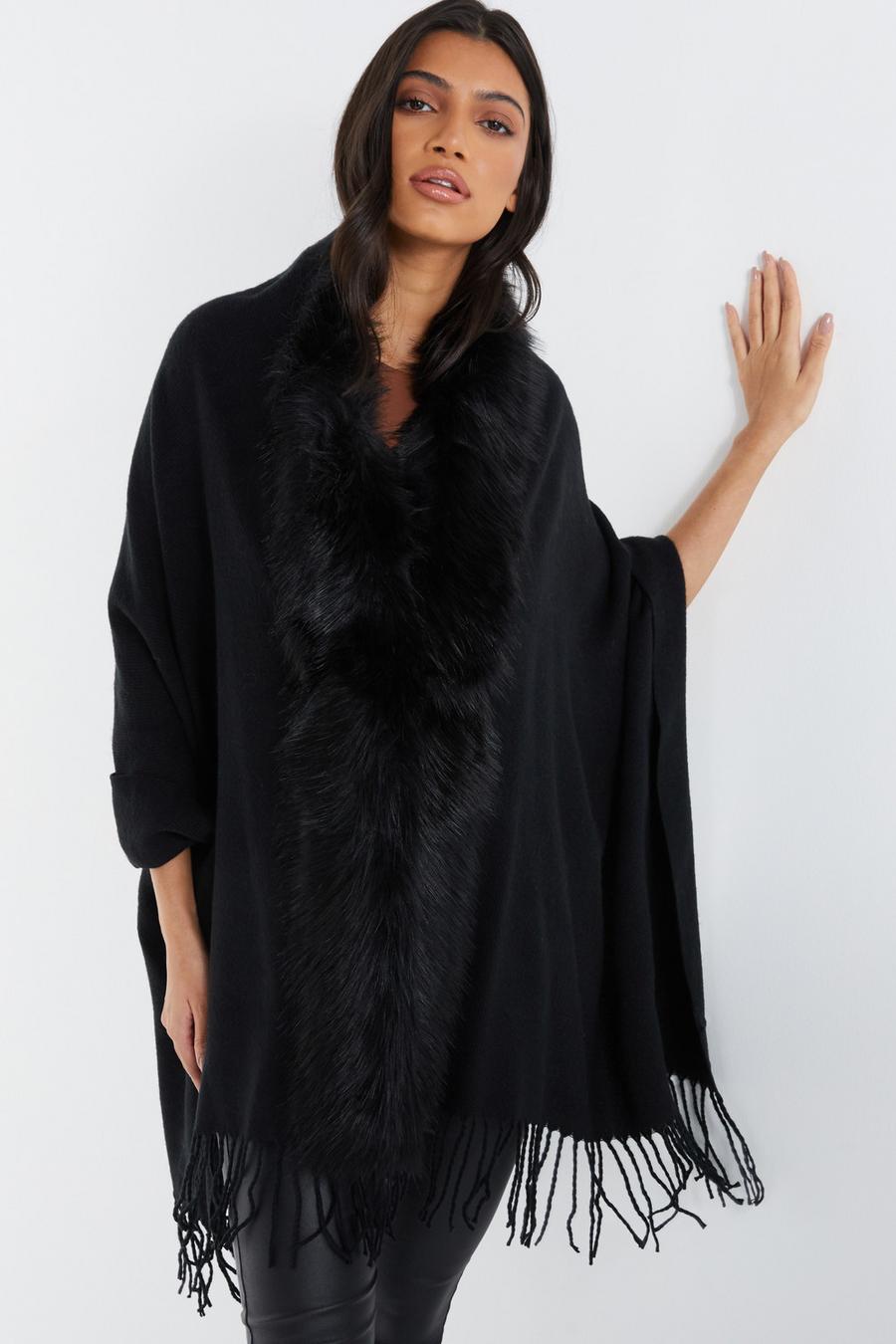 Quiz black faux hot sale fur jacket