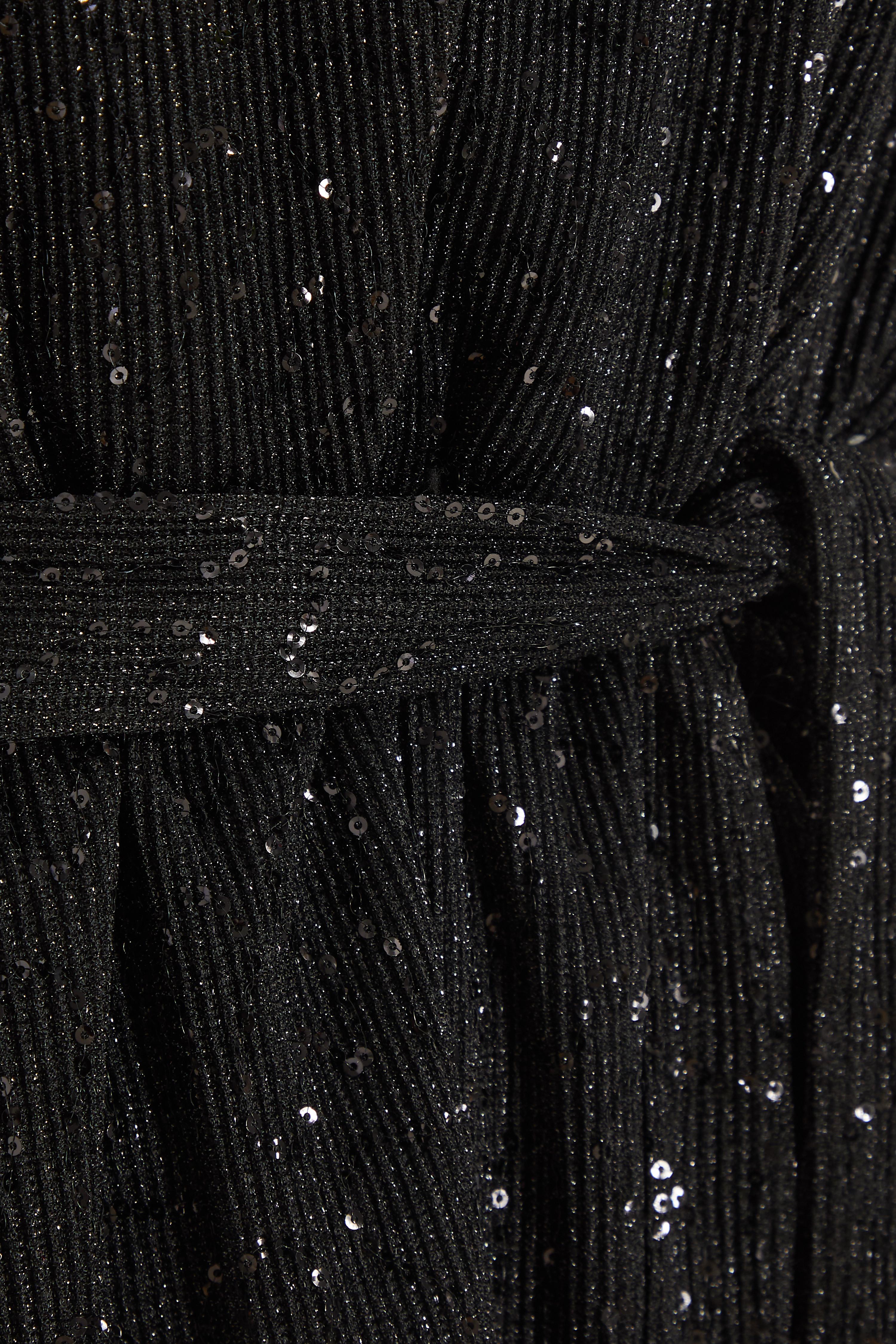 Black Sequin Batwing Peplum Top QUIZ Clothing