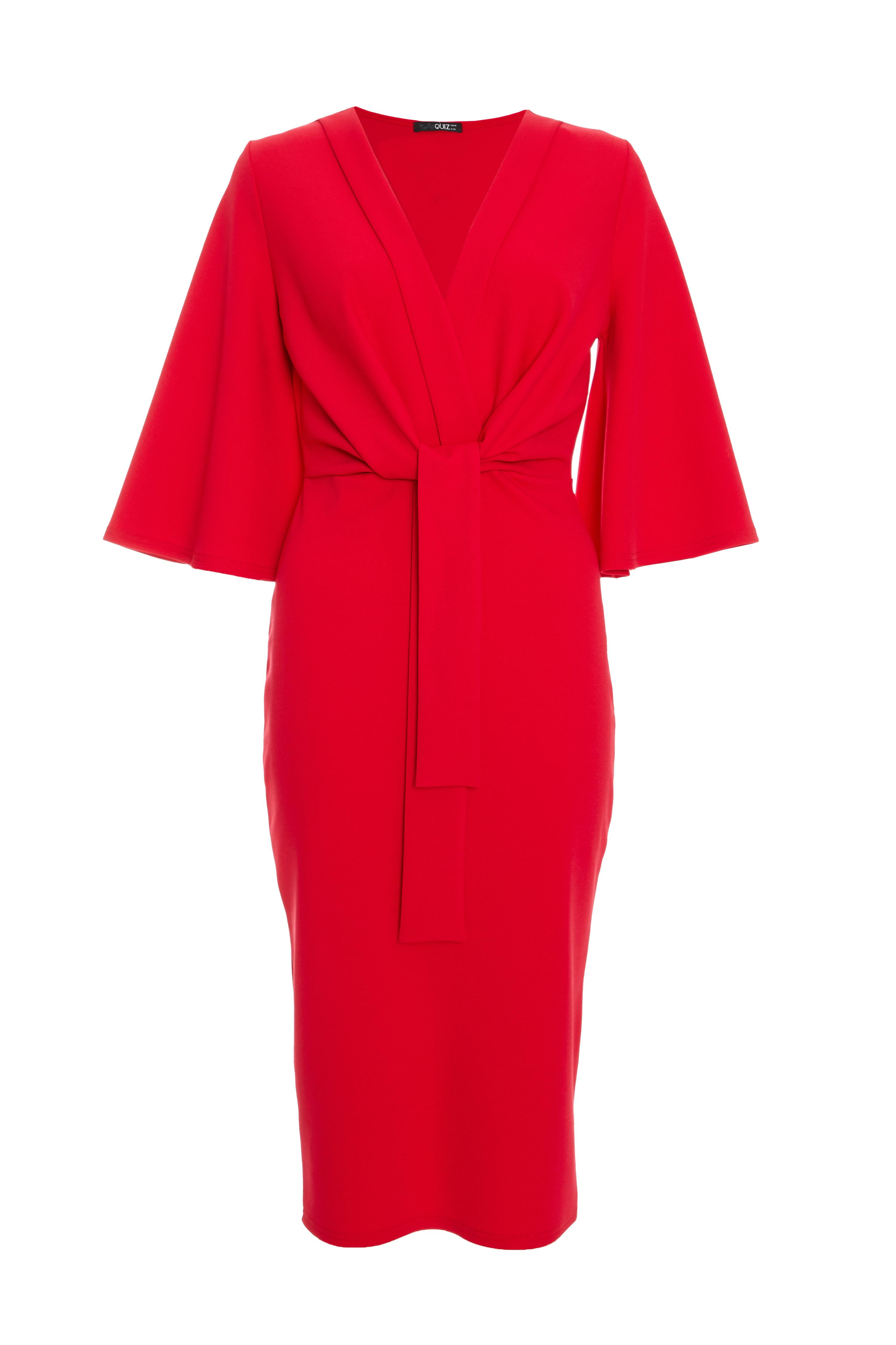 Quiz red 2024 batwing dress