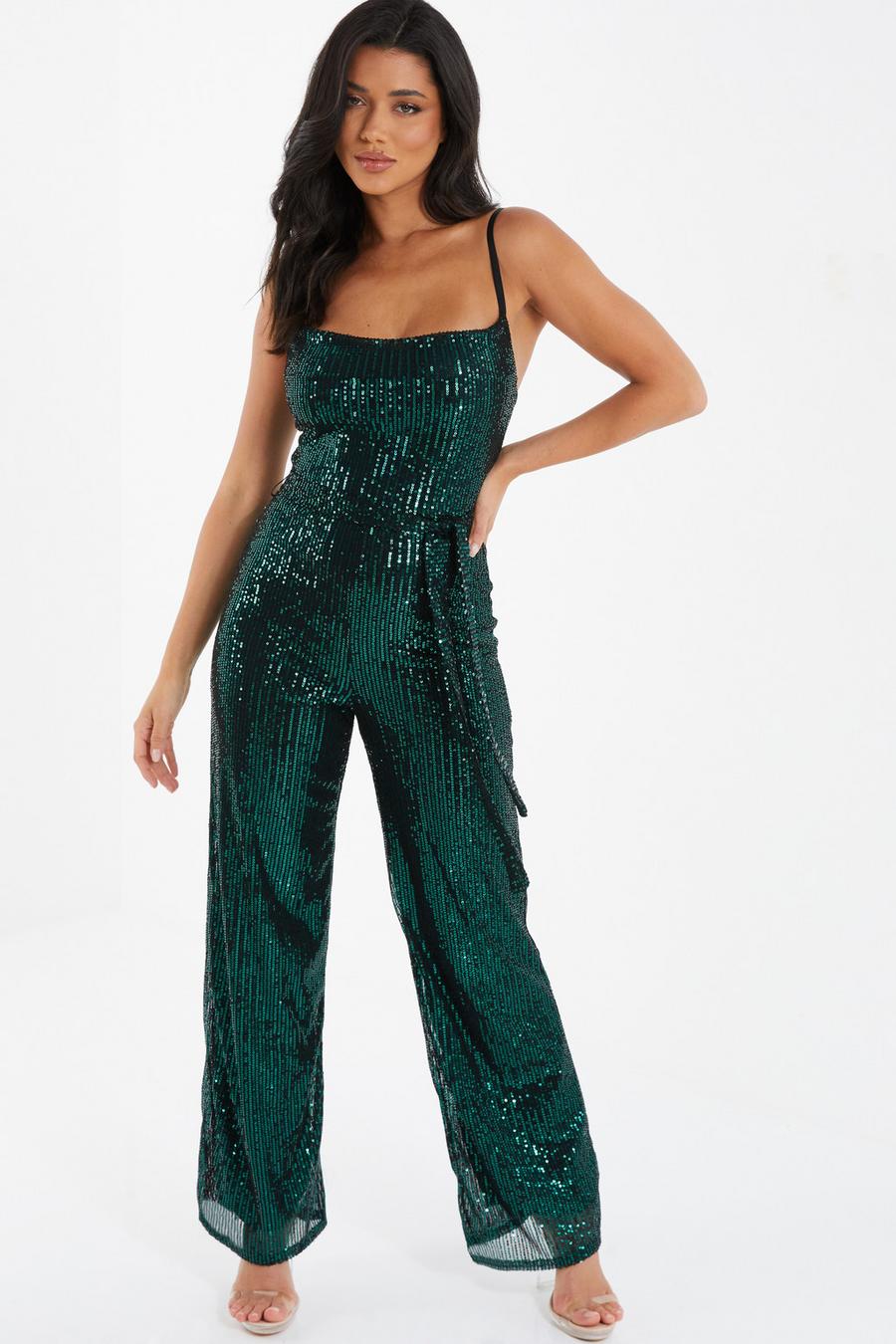 Teal Green Sequin Pants - Wide-Leg Pants - High-Rise Pants - Lulus