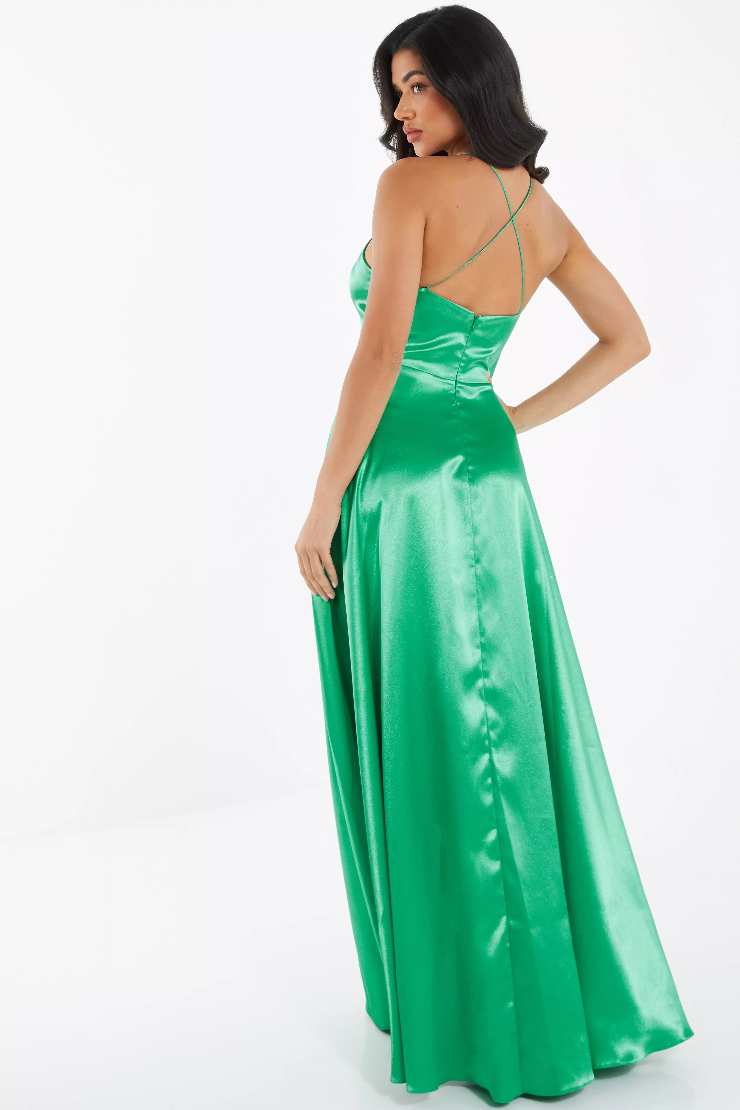 Jade Green Satin Maxi Dress QUIZ Clothing