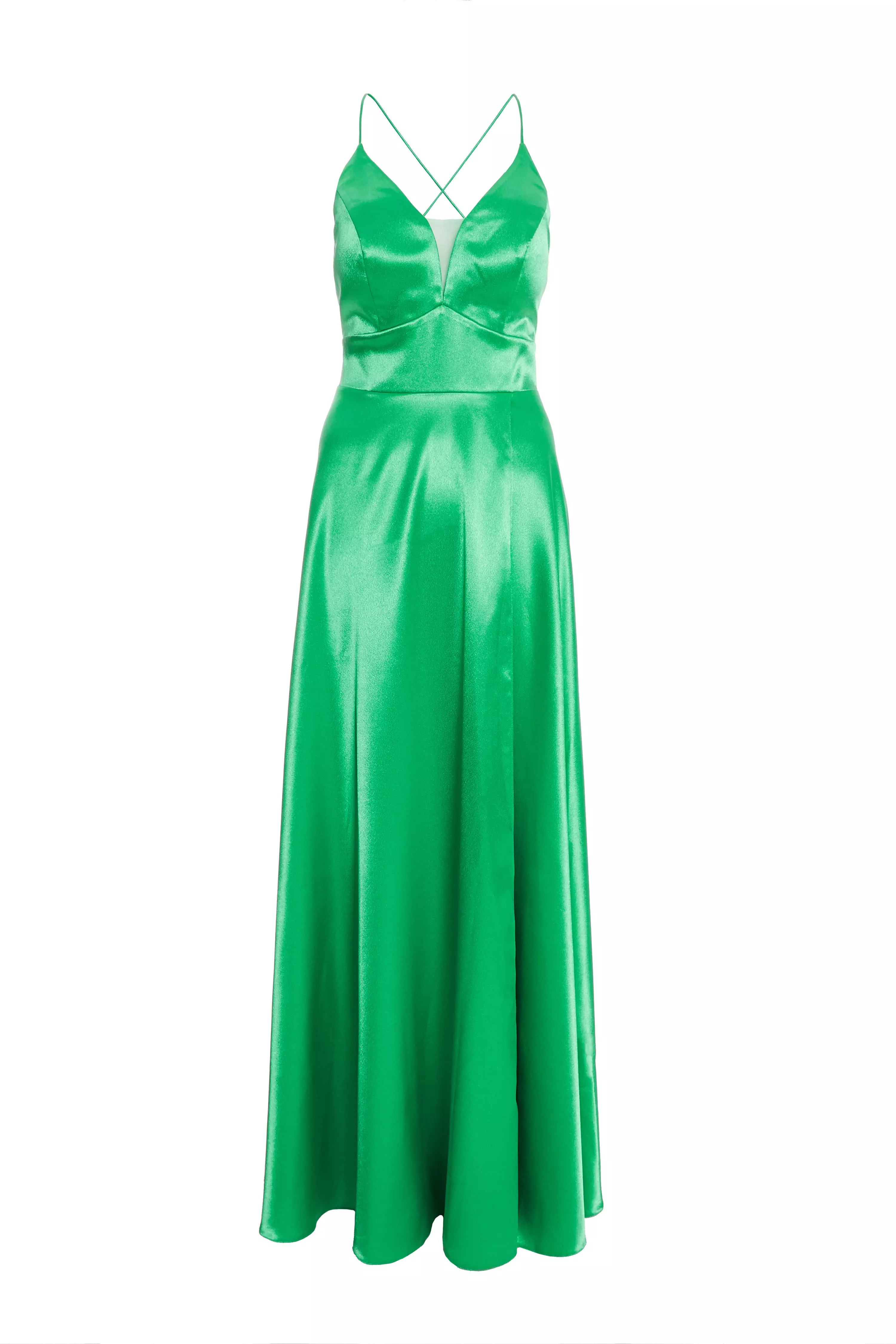 Jade Green Satin Maxi Dress - QUIZ Clothing
