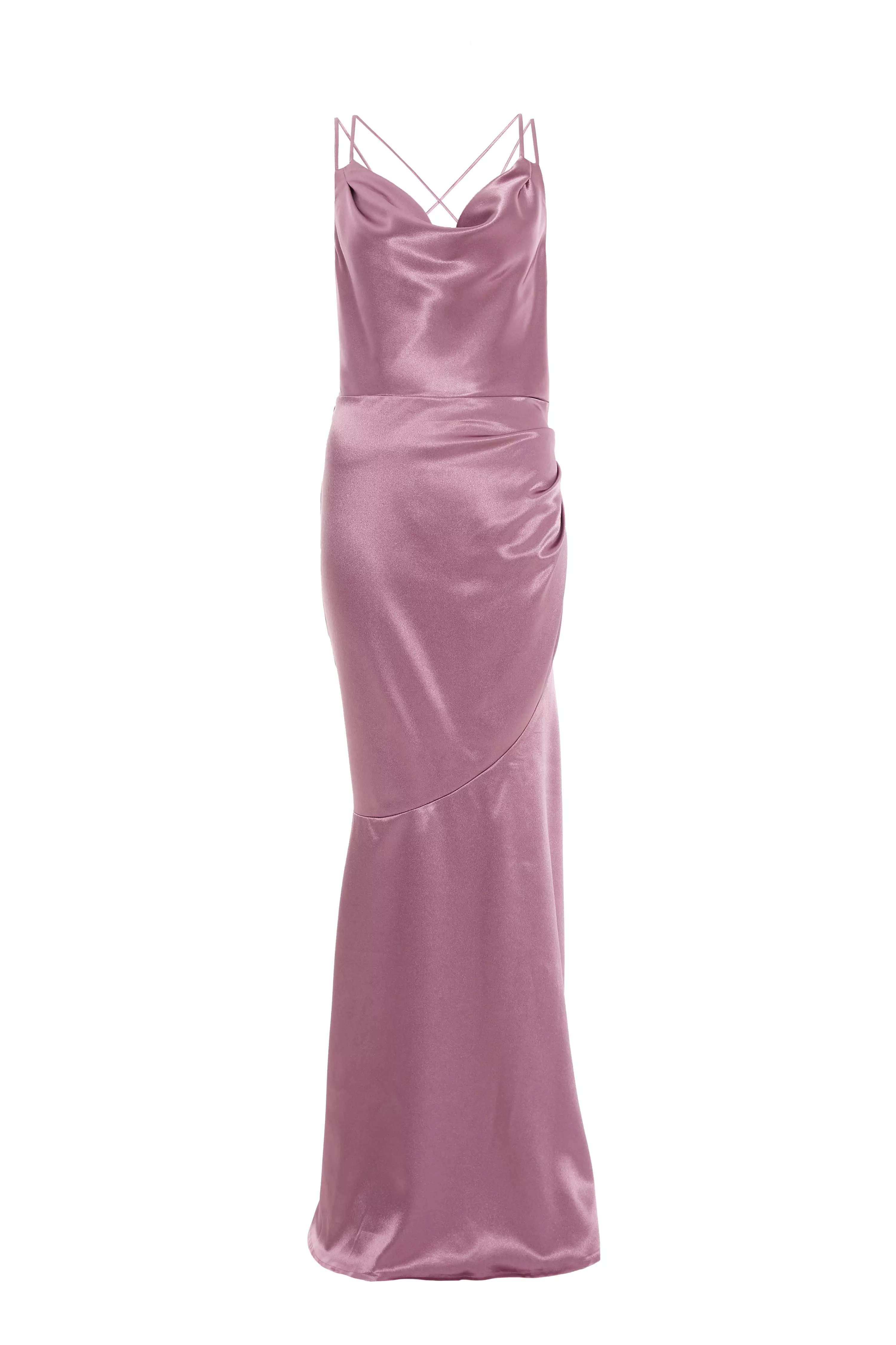 Pink Satin Cross Back Maxi Dress QUIZ Clothing