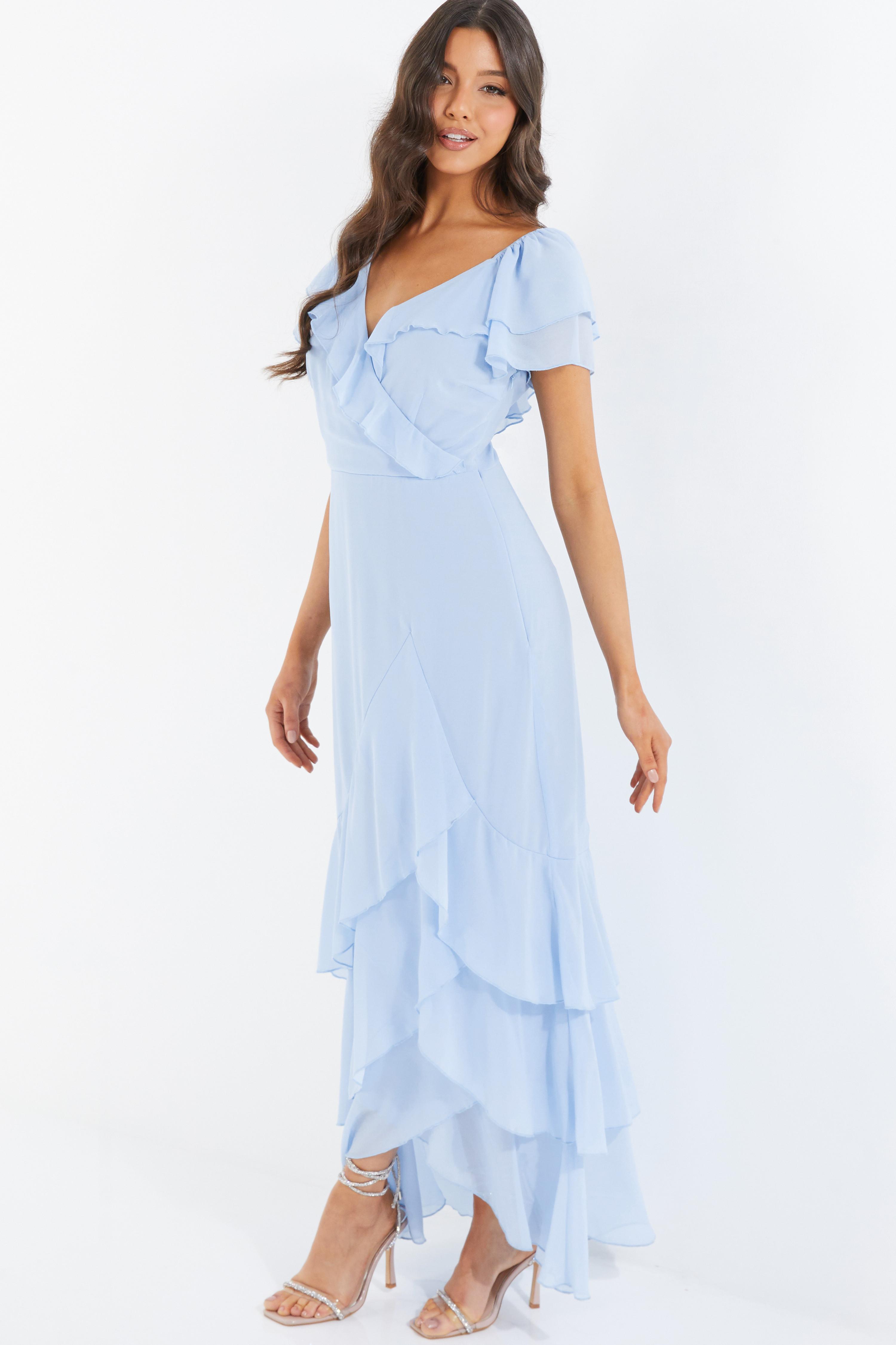 Chiffon light blue dress best sale