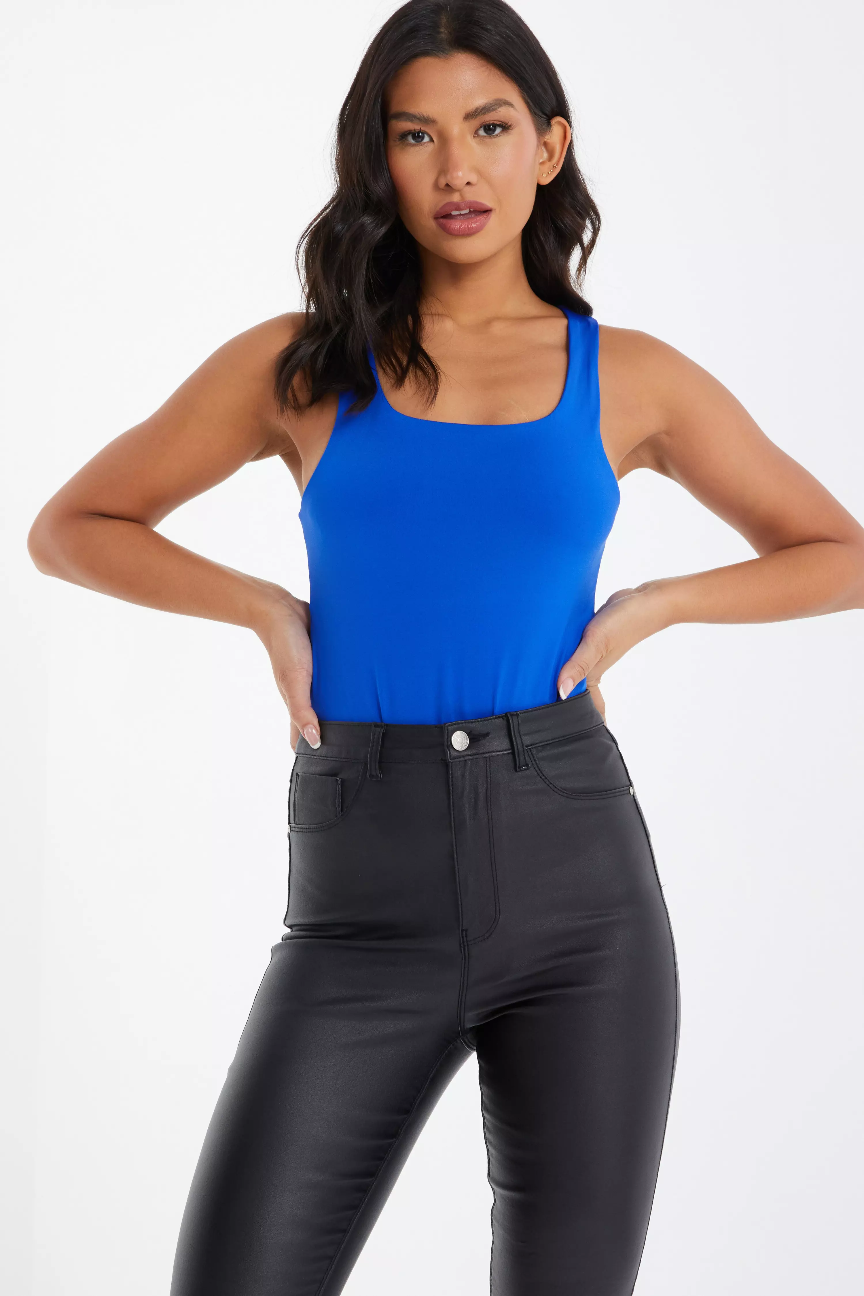 Royal Blue Square Neck Bodysuit - QUIZ Clothing