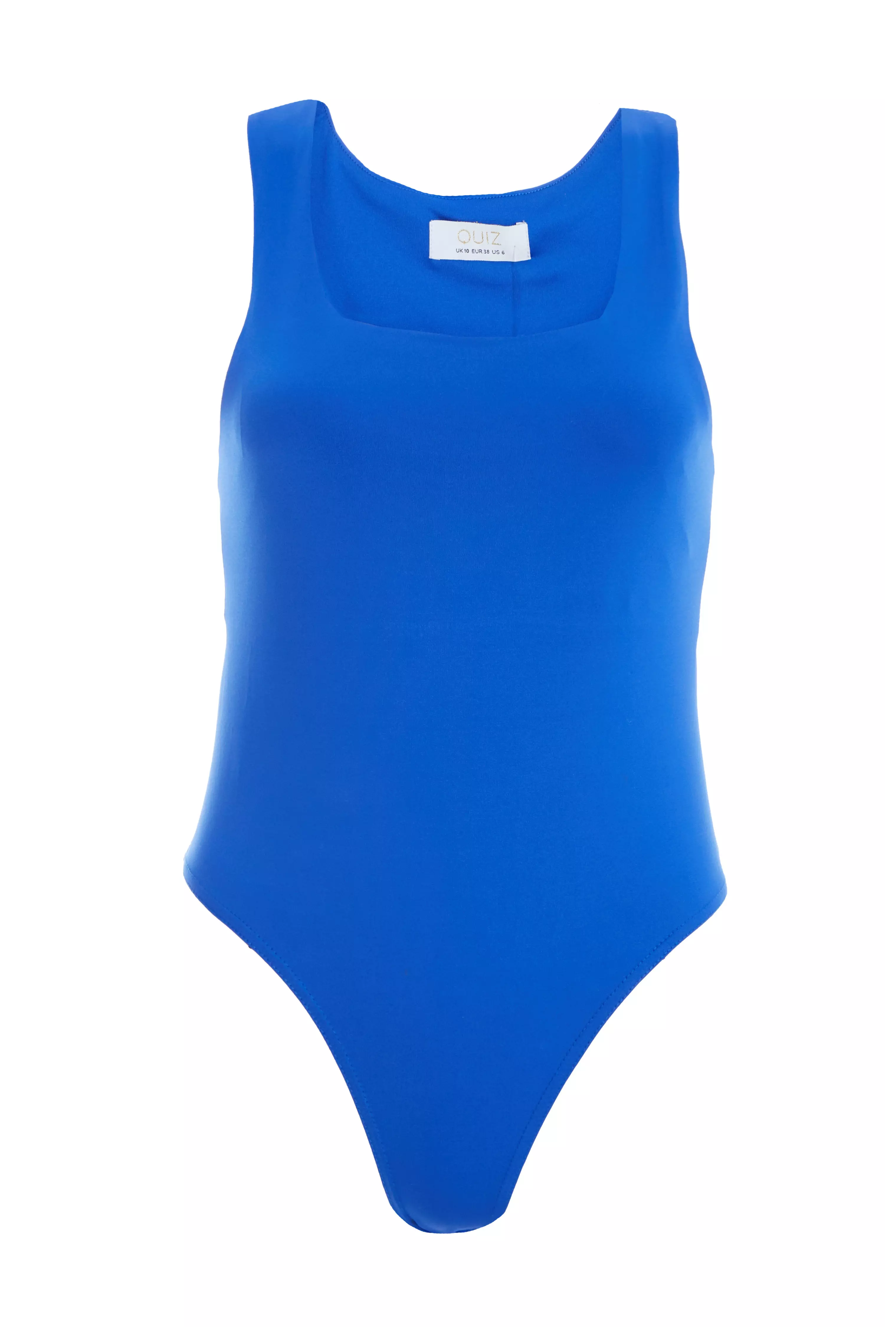Royal Blue Square Neck Bodysuit QUIZ Clothing