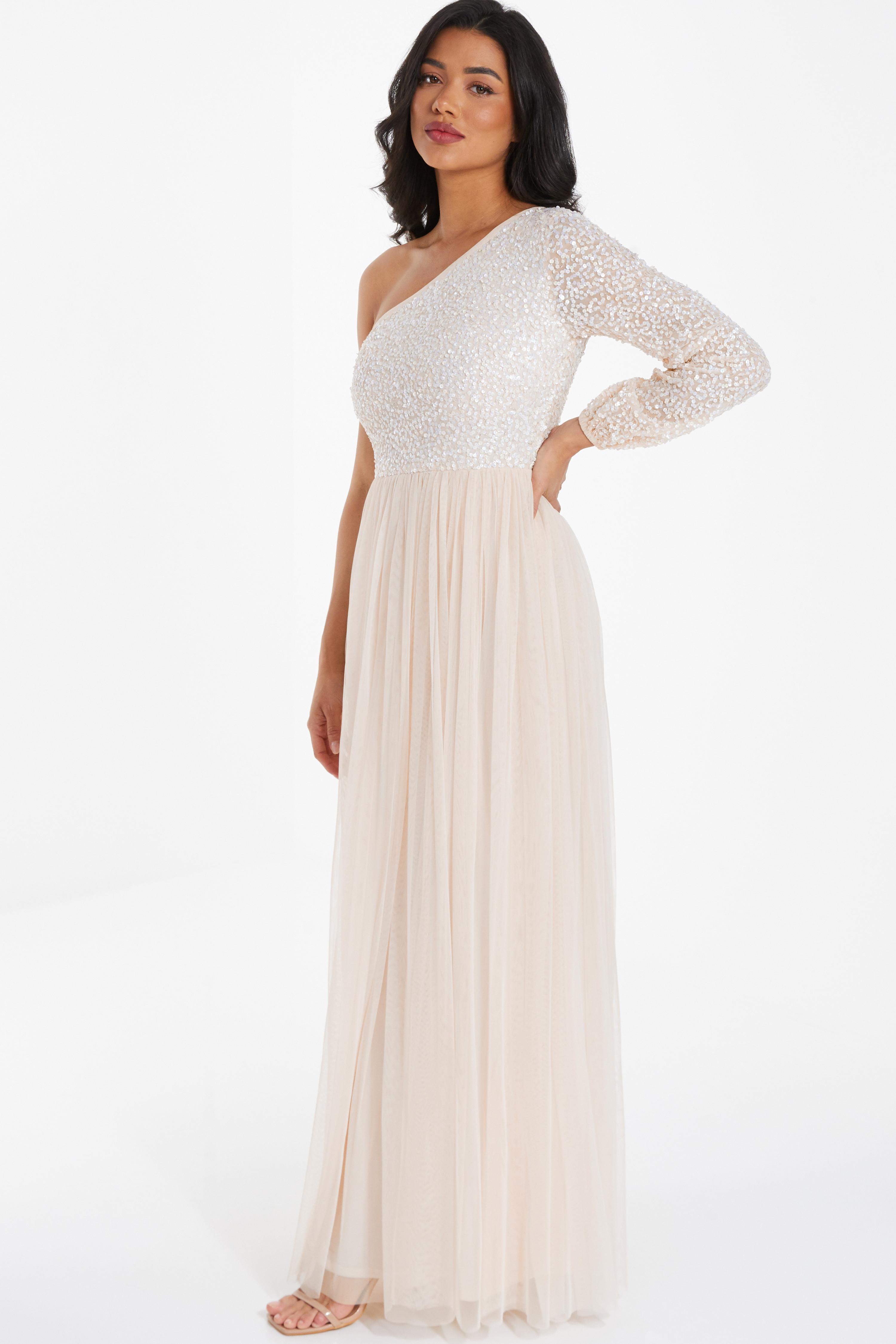 Quiz champagne sequin embellished best sale maxi dress