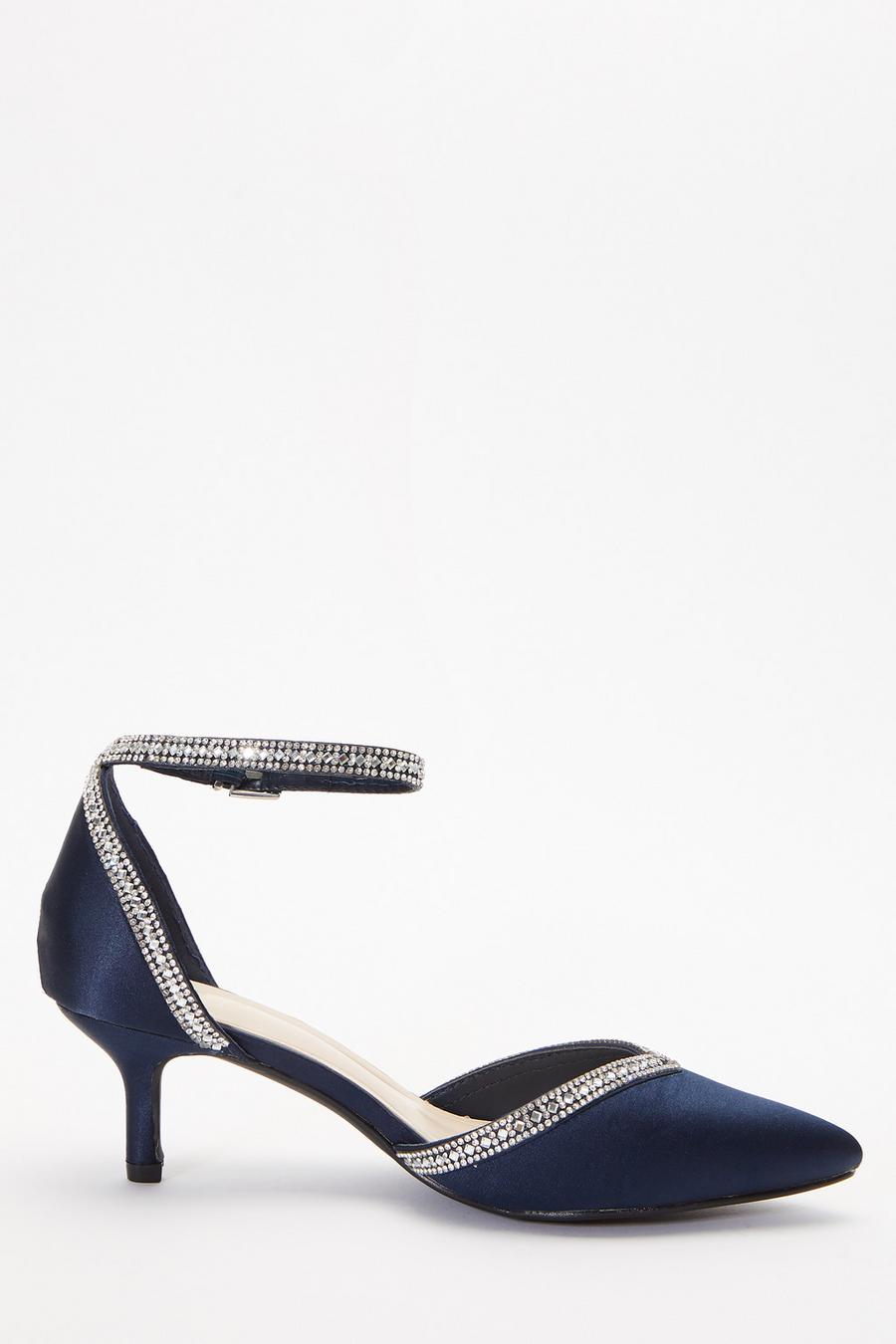 Kitten heel diamante on sale shoes