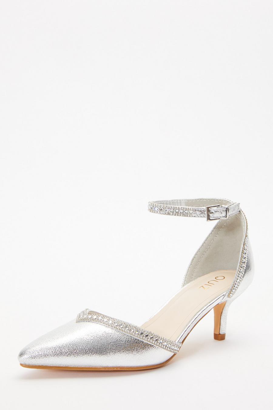 Quiz silver diamante on sale heels